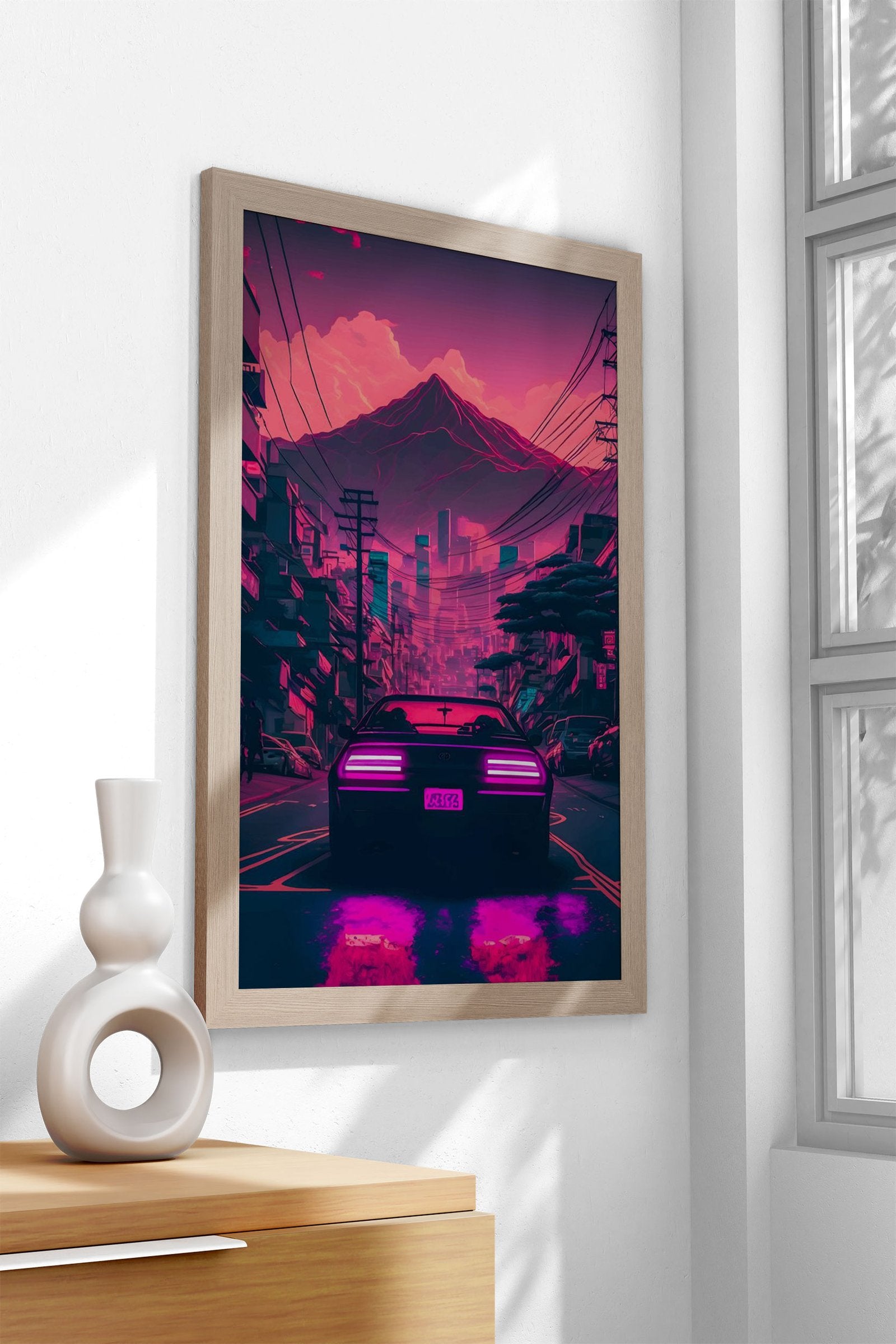 Neon Mountain JDM Car Asian Style Poster | W all Art for Home & Office | High-Quality Print - High-Quality Visual Display