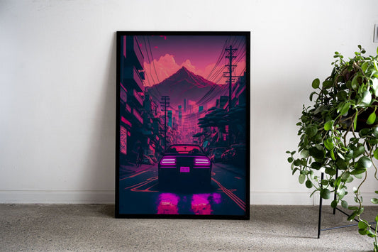 Neon Mountain JDM Car Asian Style Poster | W all Art for Home & Office | High-Quality Print - High-Quality Visual Display