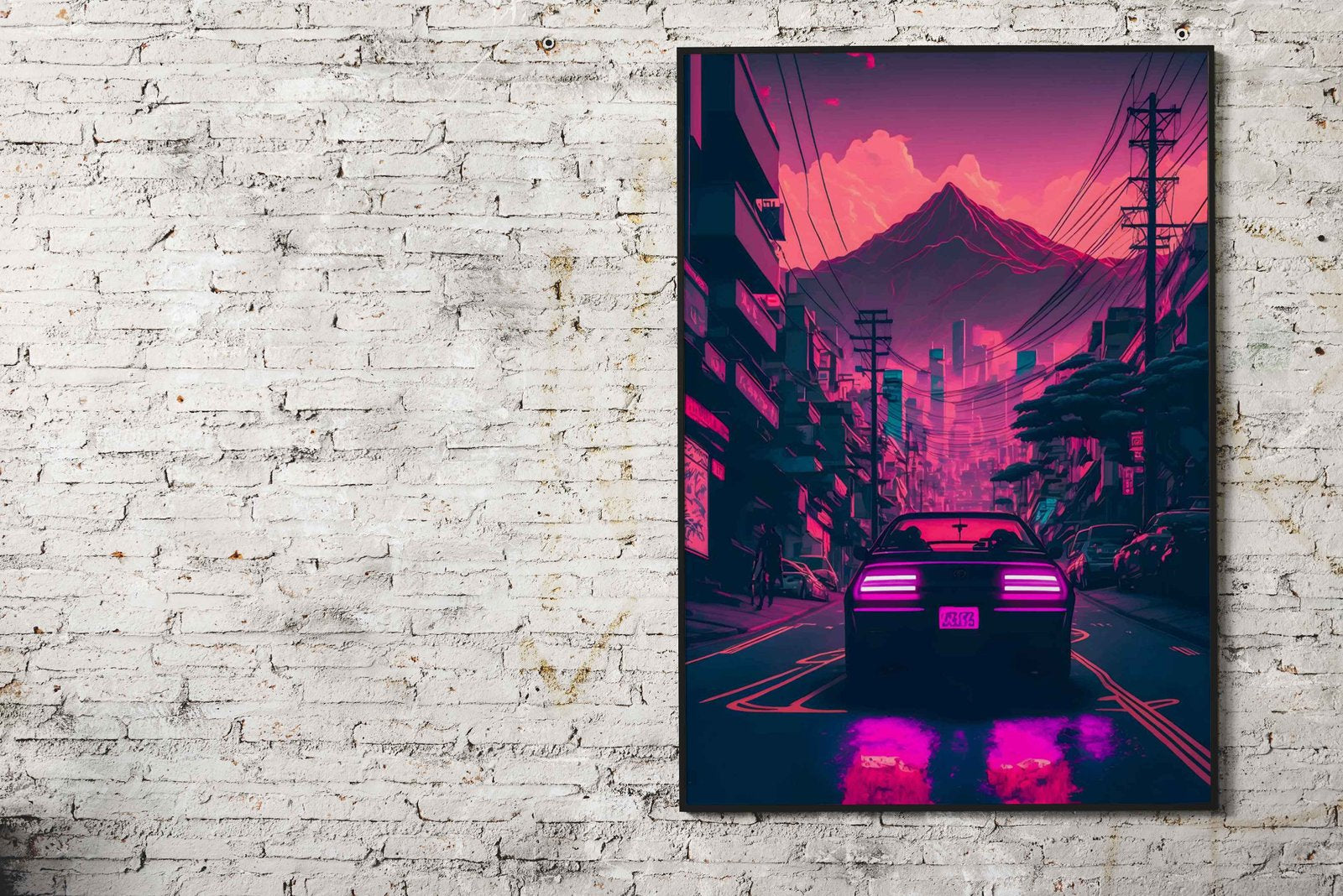 Neon Mountain JDM Car Asian Style Poster | W all Art for Home & Office | High-Quality Print - High-Quality Visual Display