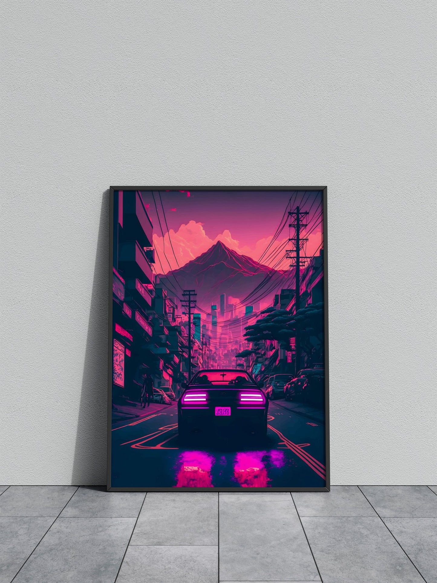 Neon Mountain JDM Car Asian Style Poster | W all Art for Home & Office | High-Quality Print - High-Quality Visual Display