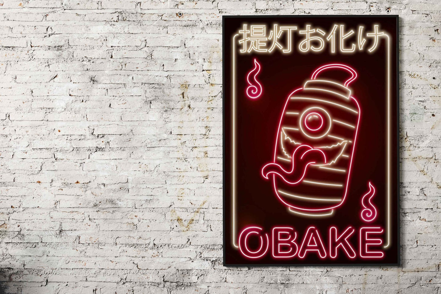 Neon Obake Red Yokai Asian Style Poster | Wa ll Art for Home & Office | High-Quality Print - High-Quality Visual Display