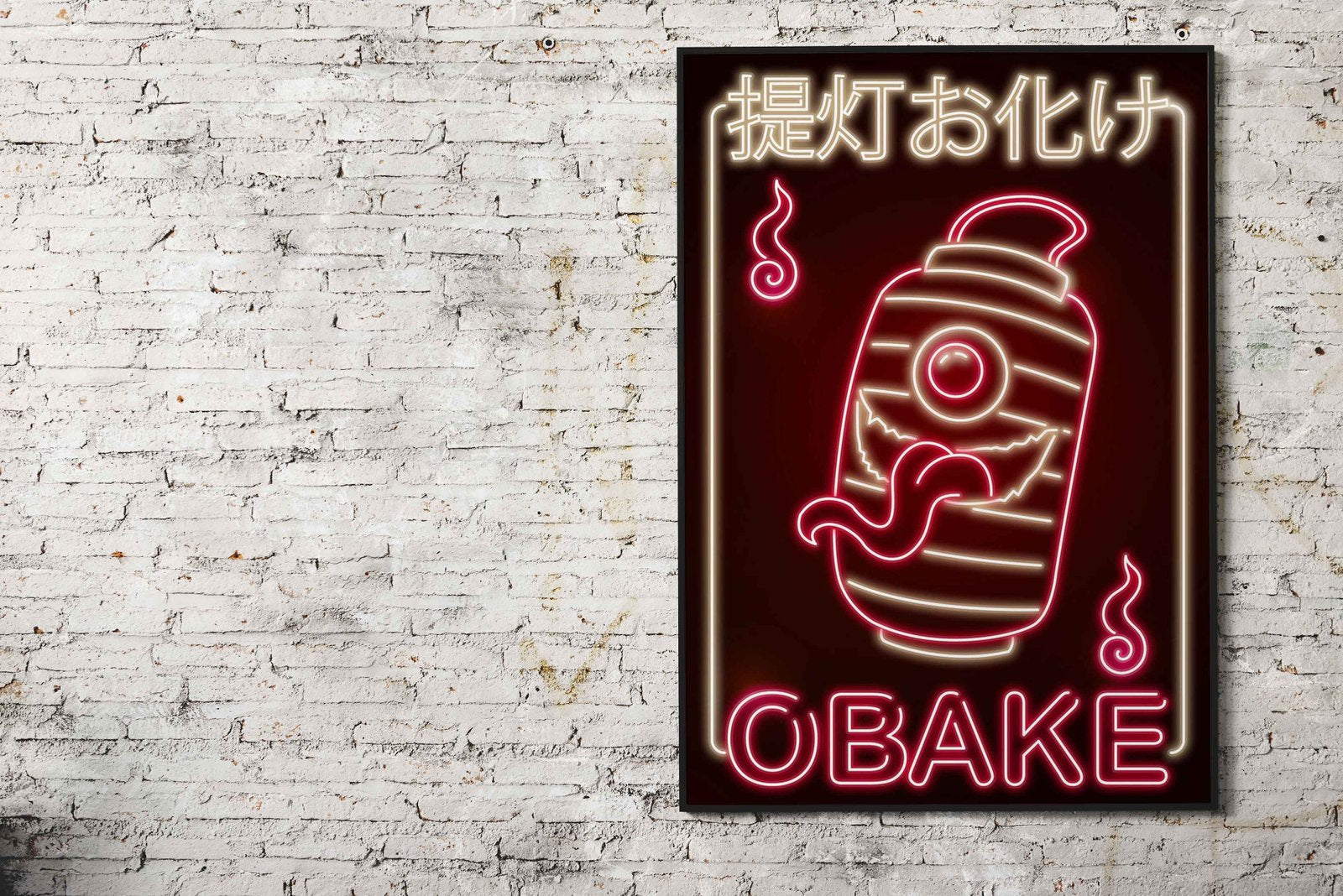 Neon Obake Red Yokai Asian Style Poster | Wa ll Art for Home & Office | High-Quality Print - High-Quality Visual Display
