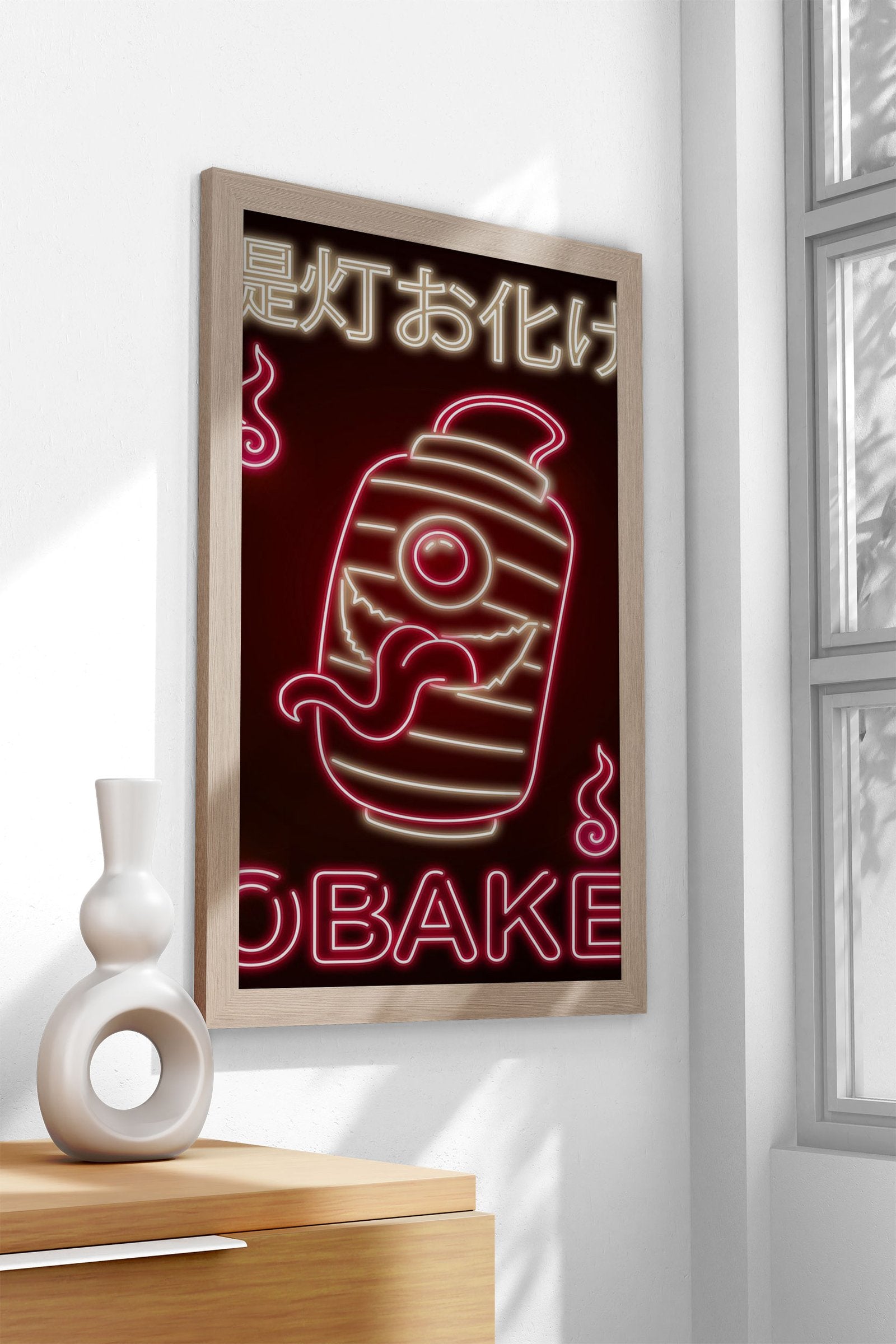 Neon Obake Red Yokai Asian Style Poster | Wa ll Art for Home & Office | High-Quality Print - High-Quality Visual Display