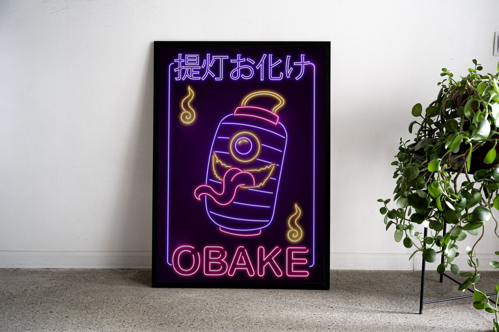 Neon Obake Yokai Asian Style Poster | Wall Ar t for Home & Office | High-Quality Print - High-Quality Visual Display
