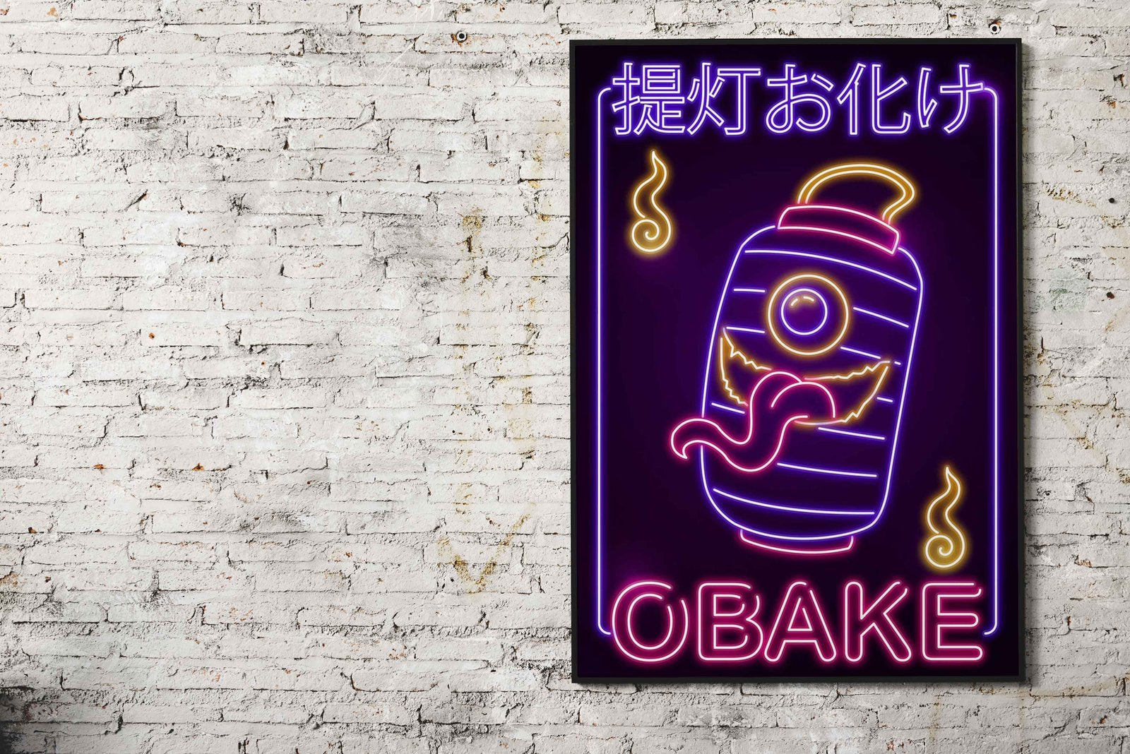 Neon Obake Yokai Asian Style Poster | Wall Ar t for Home & Office | High-Quality Print - High-Quality Visual Display
