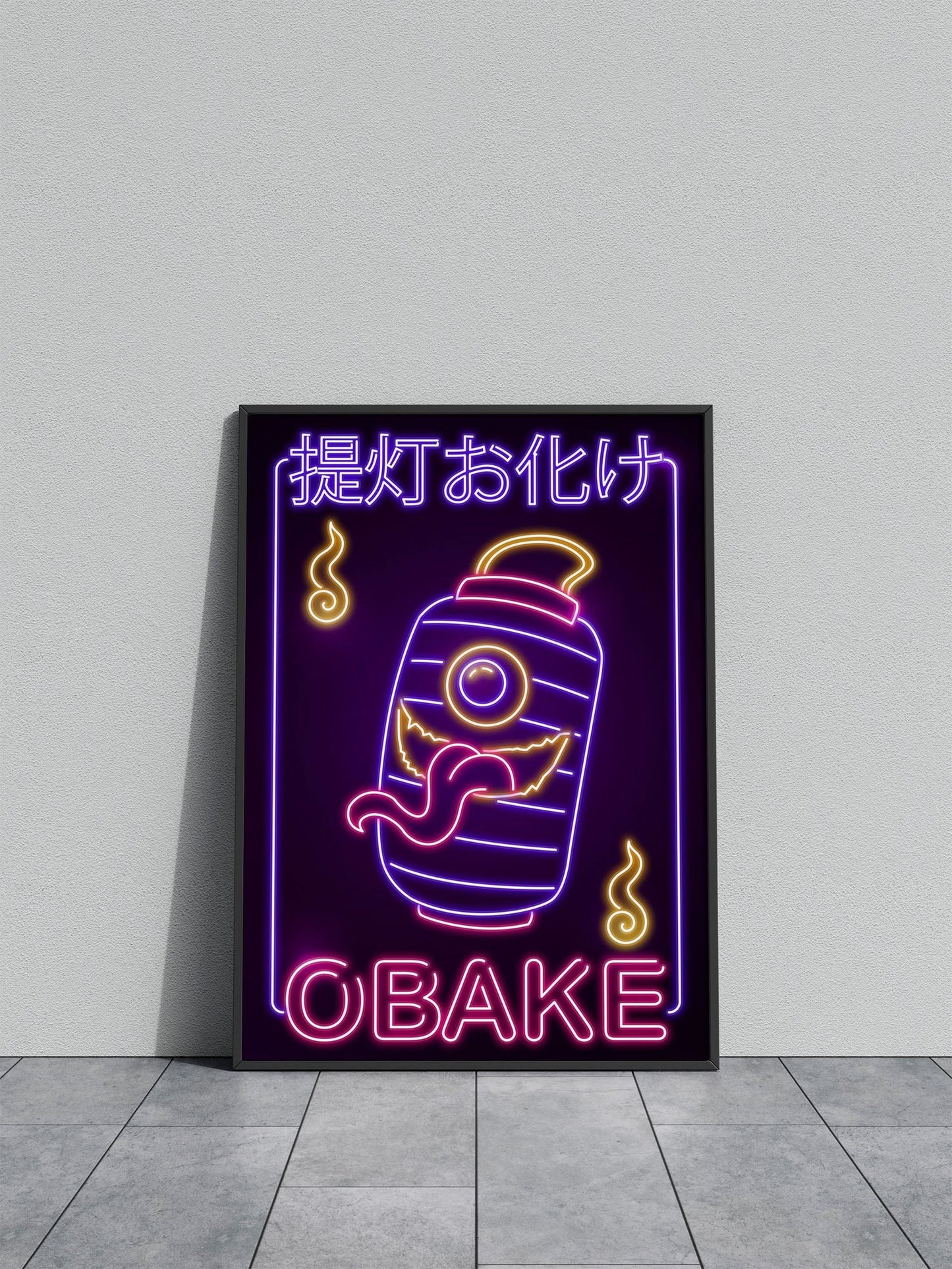 Neon Obake Yokai Asian Style Poster | Wall Ar t for Home & Office | High-Quality Print - High-Quality Visual Display