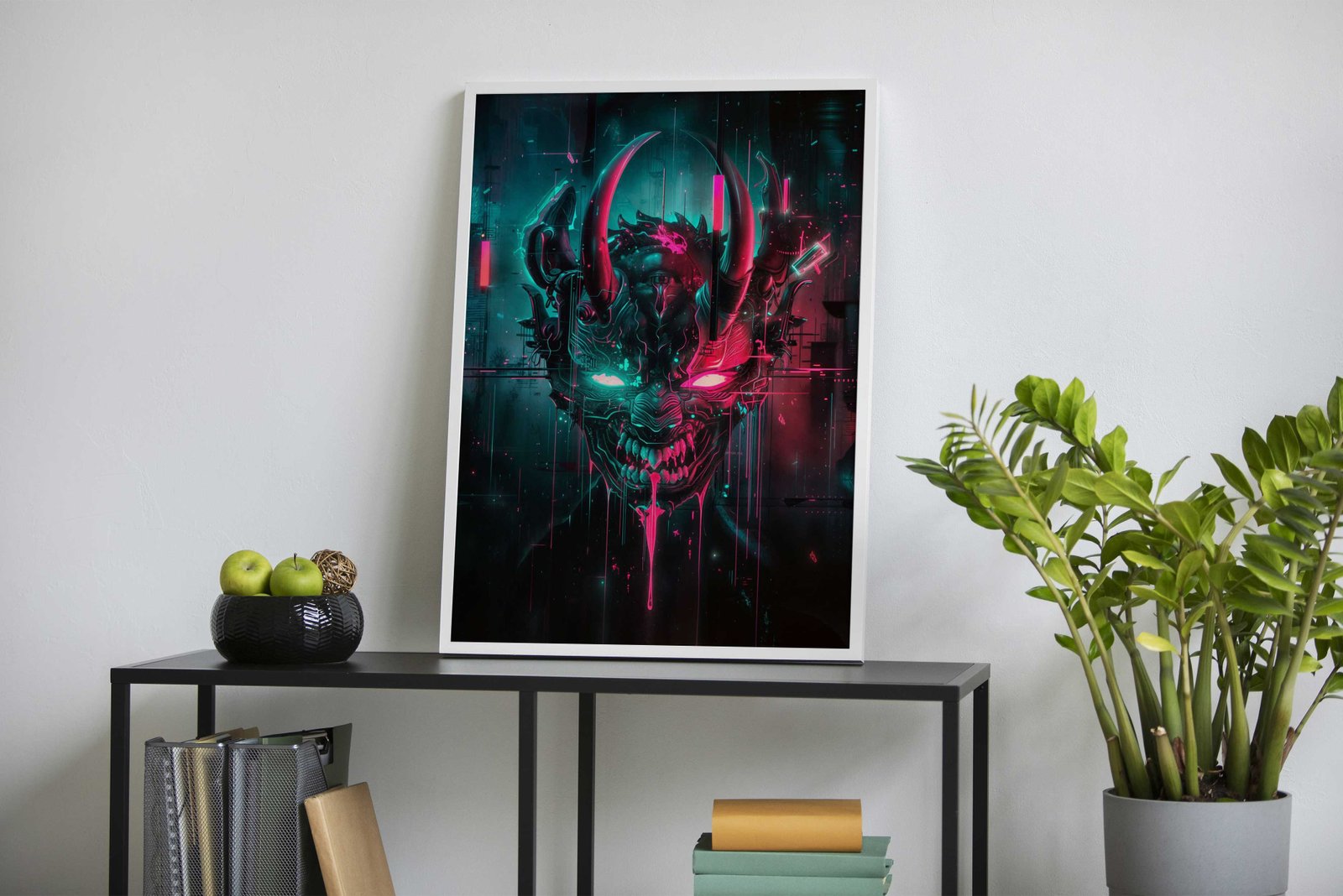 Neon Omi Demon Mask Asian Style Poster | W all Art for Home & Office | High-Quality Print - High-Quality Visual Display