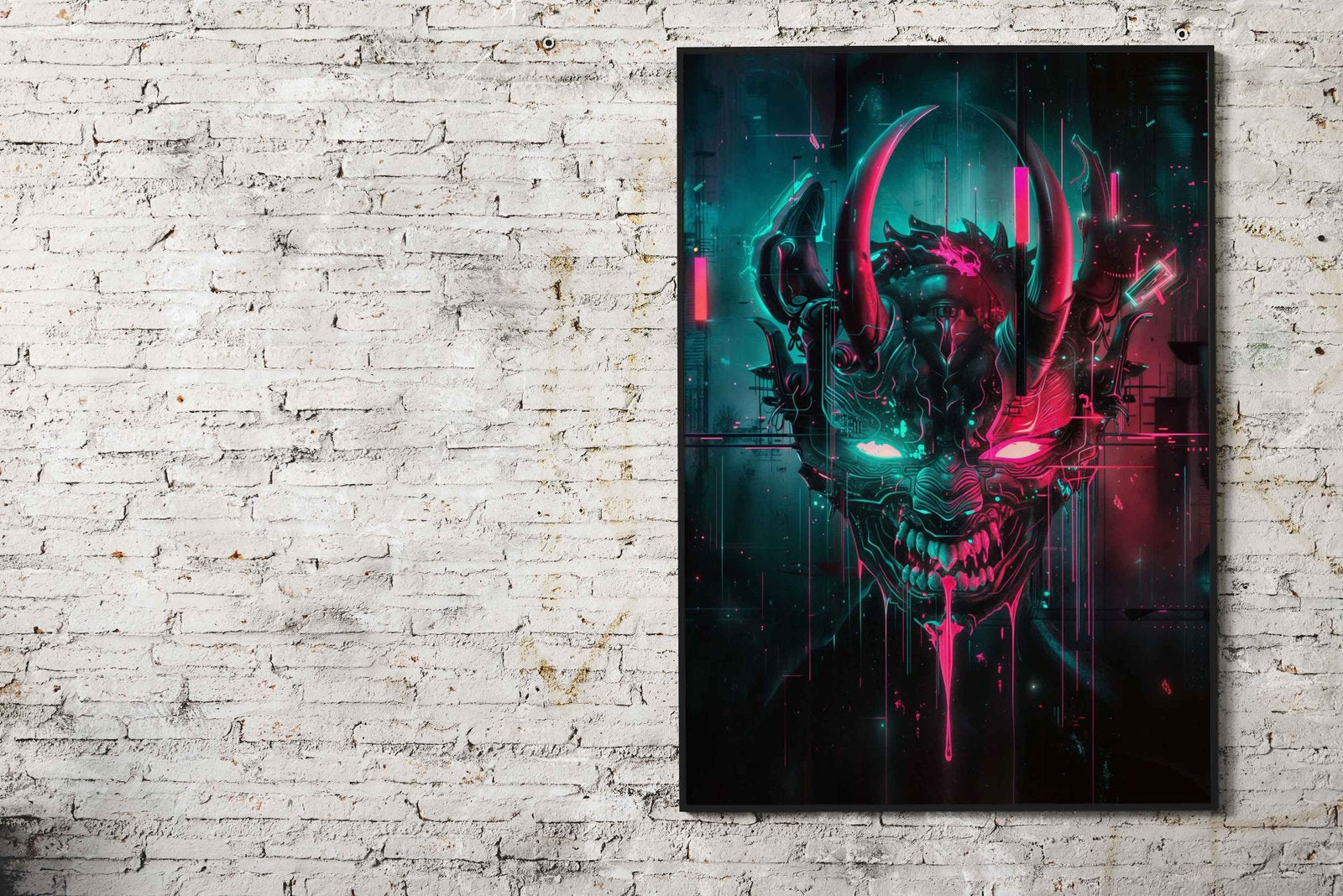 Neon Omi Demon Mask Asian Style Poster | W all Art for Home & Office | High-Quality Print - High-Quality Visual Display