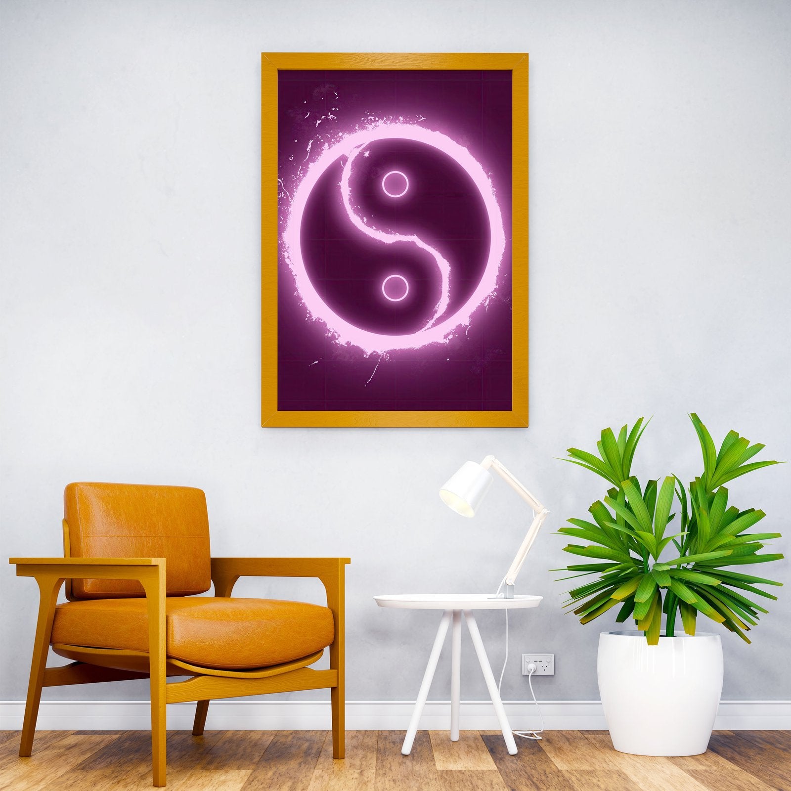 Neon Pink Yin Yang Symbol Asian Style Poster  | Wall Art for Home & Office | High-Quality Print - High-Quality Visual Display