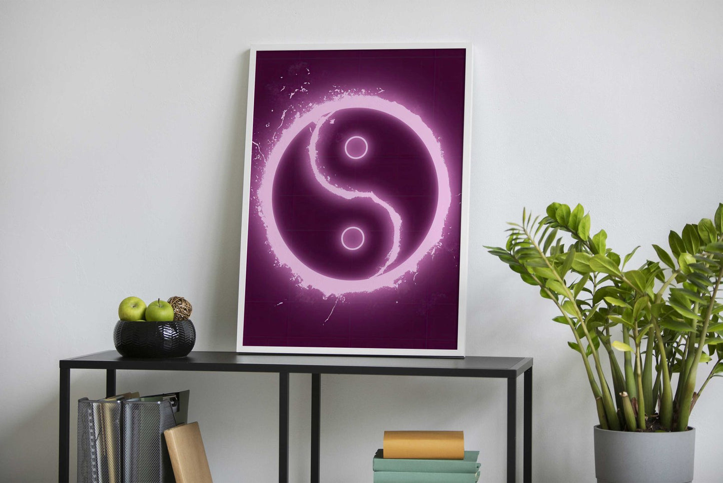 Neon Pink Yin Yang Symbol Asian Style Poster  | Wall Art for Home & Office | High-Quality Print - High-Quality Visual Display