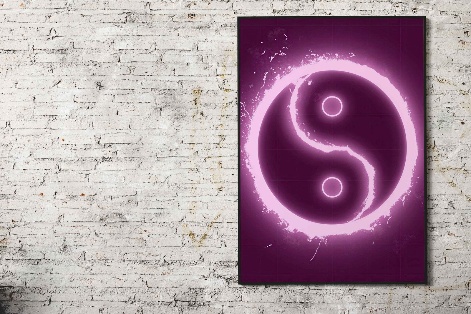Neon Pink Yin Yang Symbol Asian Style Poster  | Wall Art for Home & Office | High-Quality Print - High-Quality Visual Display