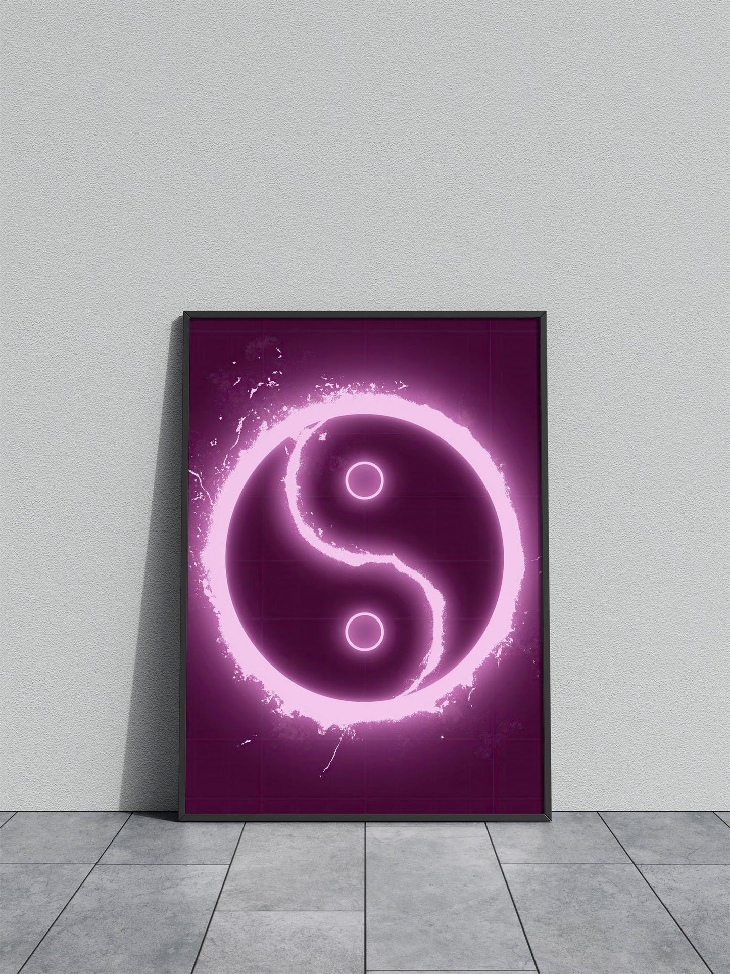 Neon Pink Yin Yang Symbol Asian Style Poster  | Wall Art for Home & Office | High-Quality Print - High-Quality Visual Display