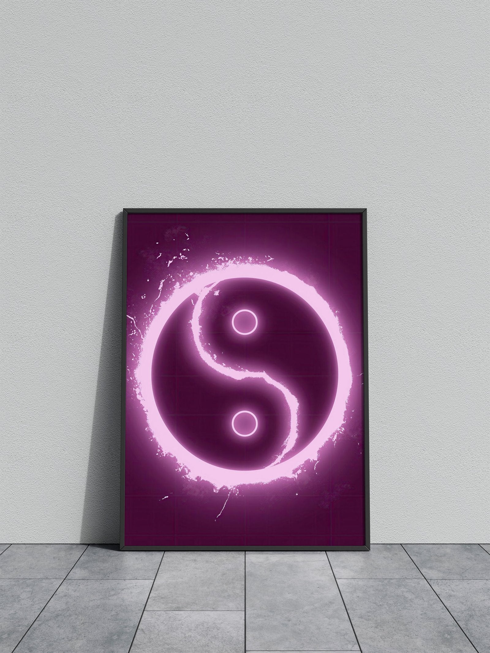 Neon Pink Yin Yang Symbol Asian Style Poster  | Wall Art for Home & Office | High-Quality Print - High-Quality Visual Display