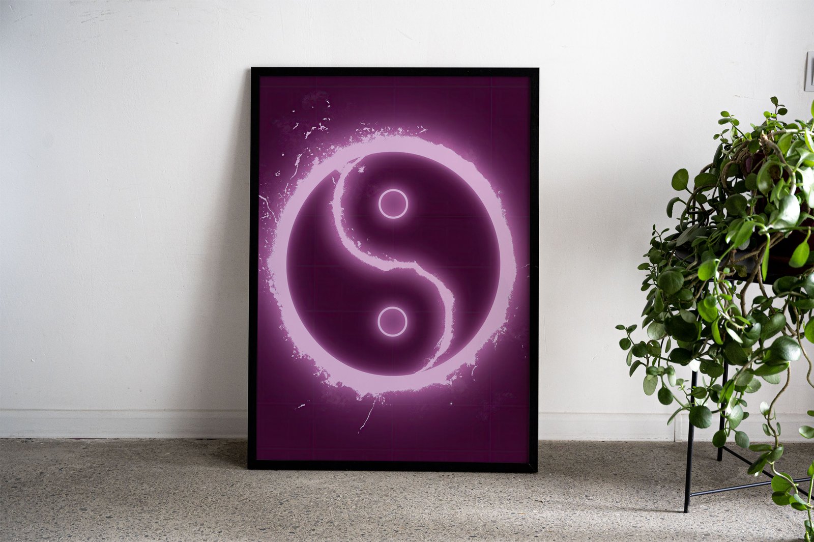 Neon Pink Yin Yang Symbol Asian Style Poster  | Wall Art for Home & Office | High-Quality Print - High-Quality Visual Display