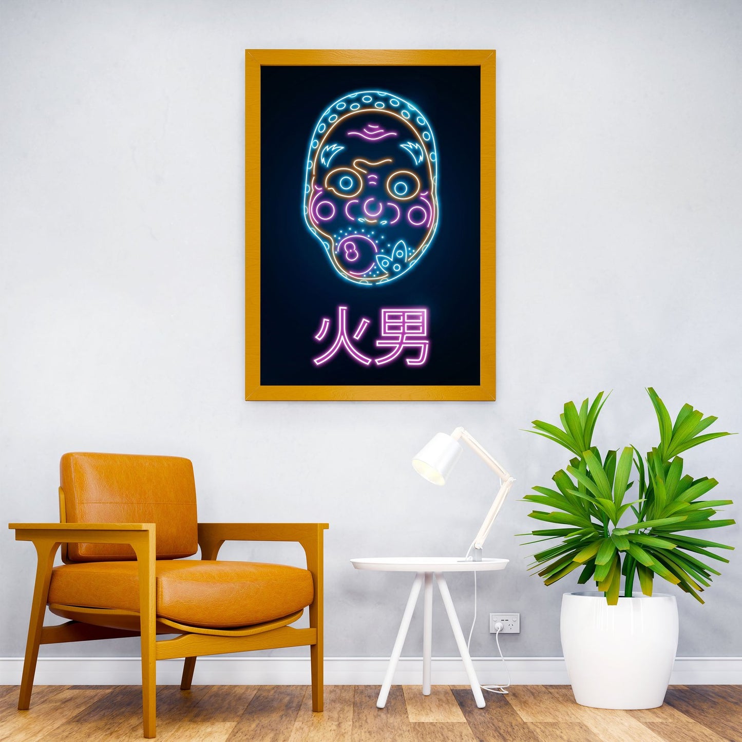Neon Retro Hyottoko Mask Asian Style Poster  | Wall Art for Home & Office | High-Quality Print - High-Quality Visual Display