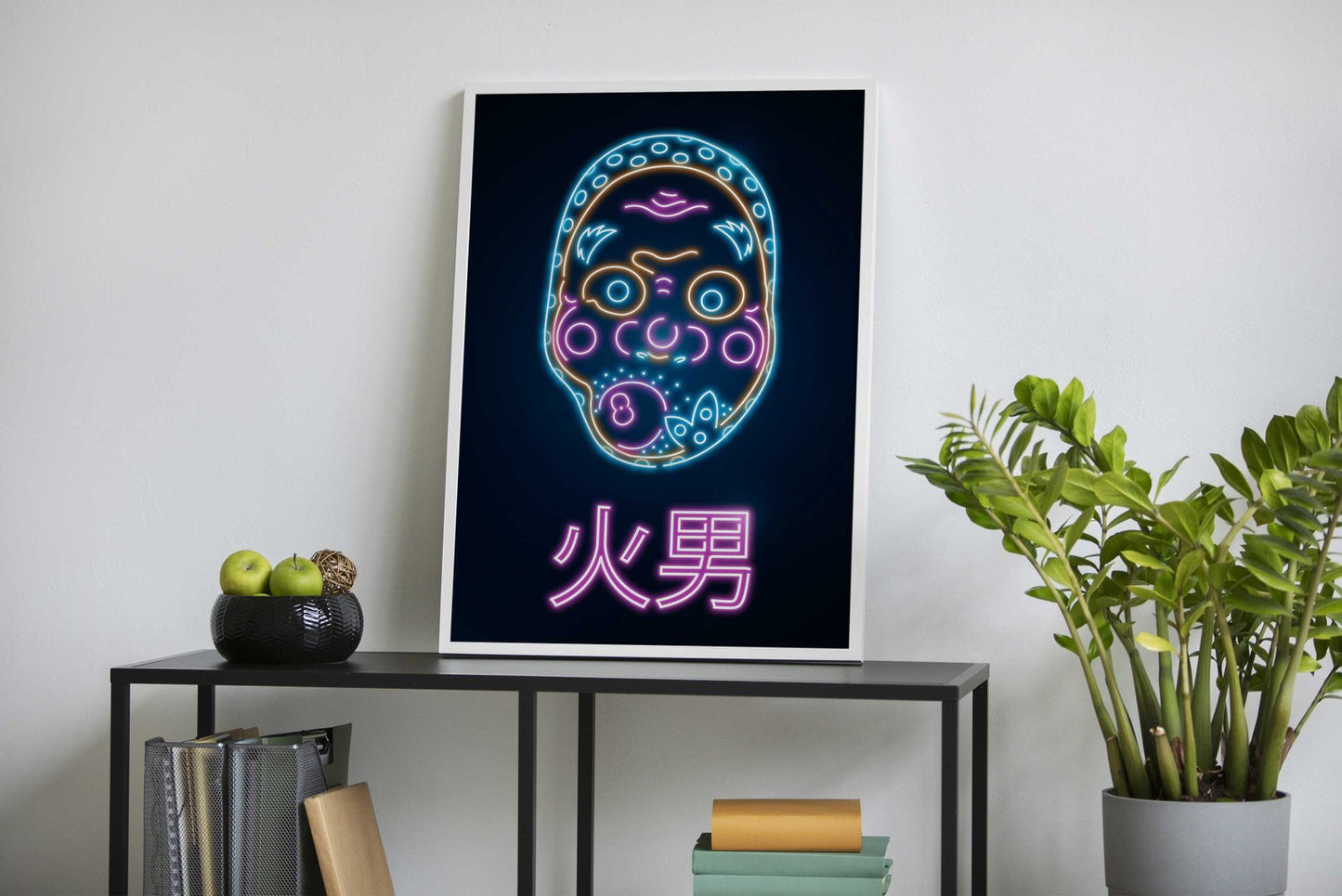 Neon Retro Hyottoko Mask Asian Style Poster  | Wall Art for Home & Office | High-Quality Print - High-Quality Visual Display
