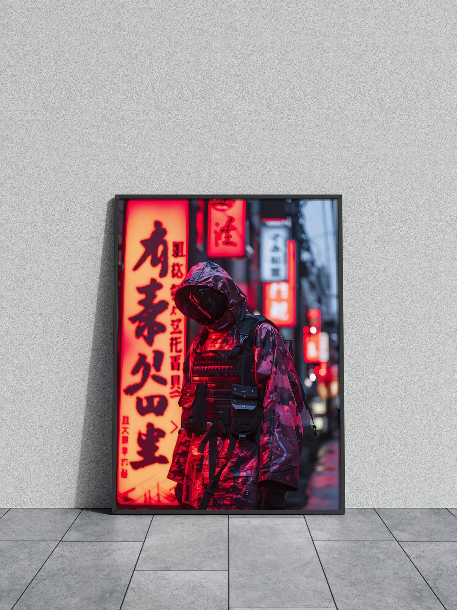 Neon Samurai Cyberpunk Asian Style Poster |  Wall Art for Home & Office | High-Quality Print - High-Quality Visual Display