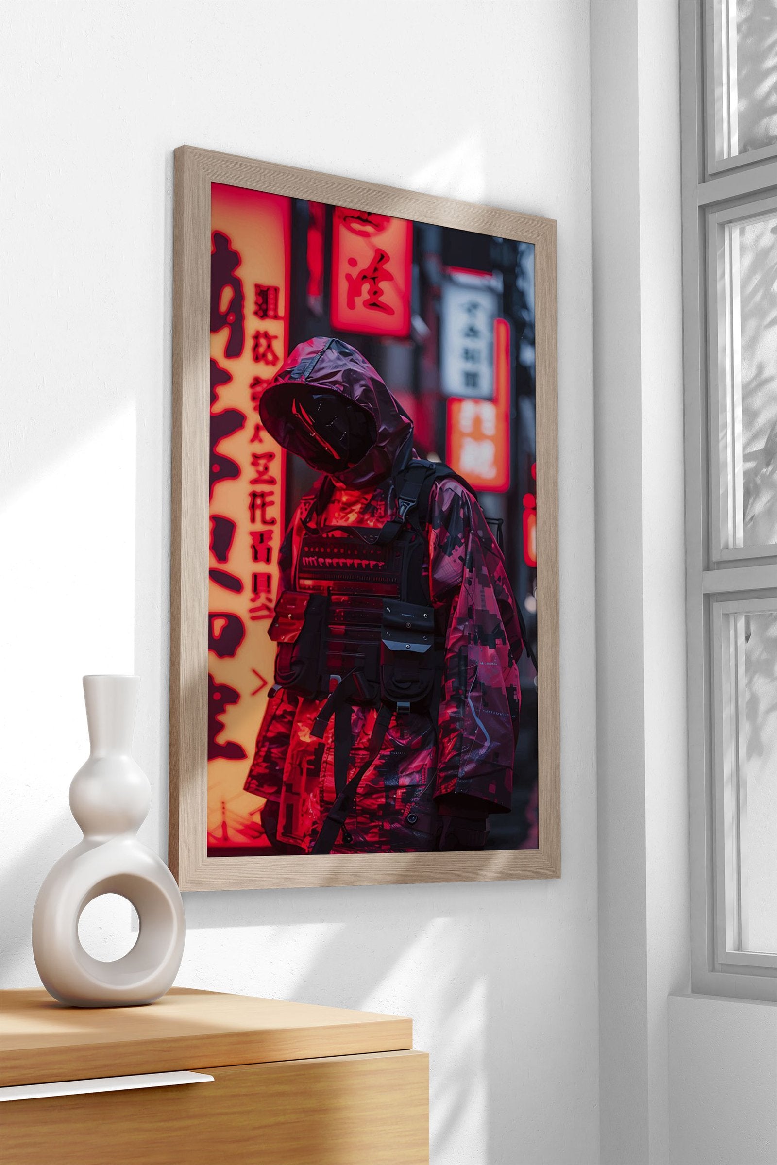Neon Samurai Cyberpunk Asian Style Poster |  Wall Art for Home & Office | High-Quality Print - High-Quality Visual Display