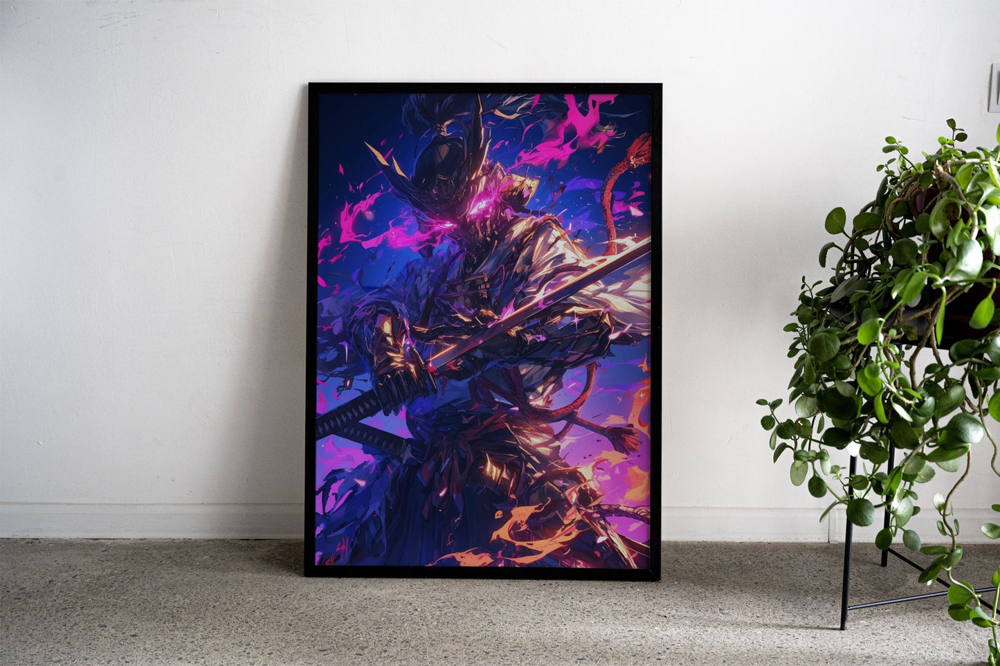 Neon Samurai Warrior Asian Style Poster | Wal l Art for Home & Office | High-Quality Print - High-Quality Visual Display