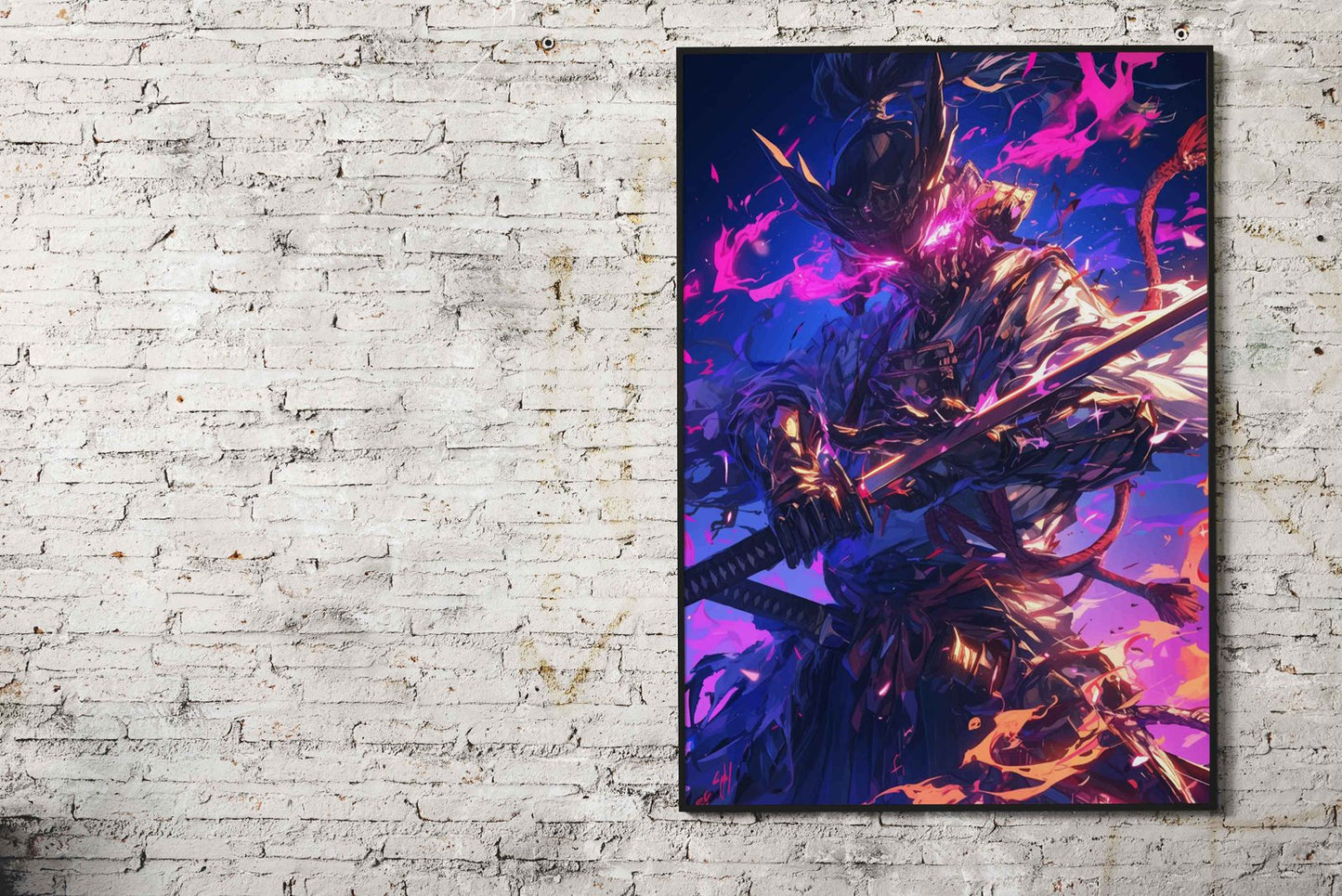 Neon Samurai Warrior Asian Style Poster | Wal l Art for Home & Office | High-Quality Print - High-Quality Visual Display