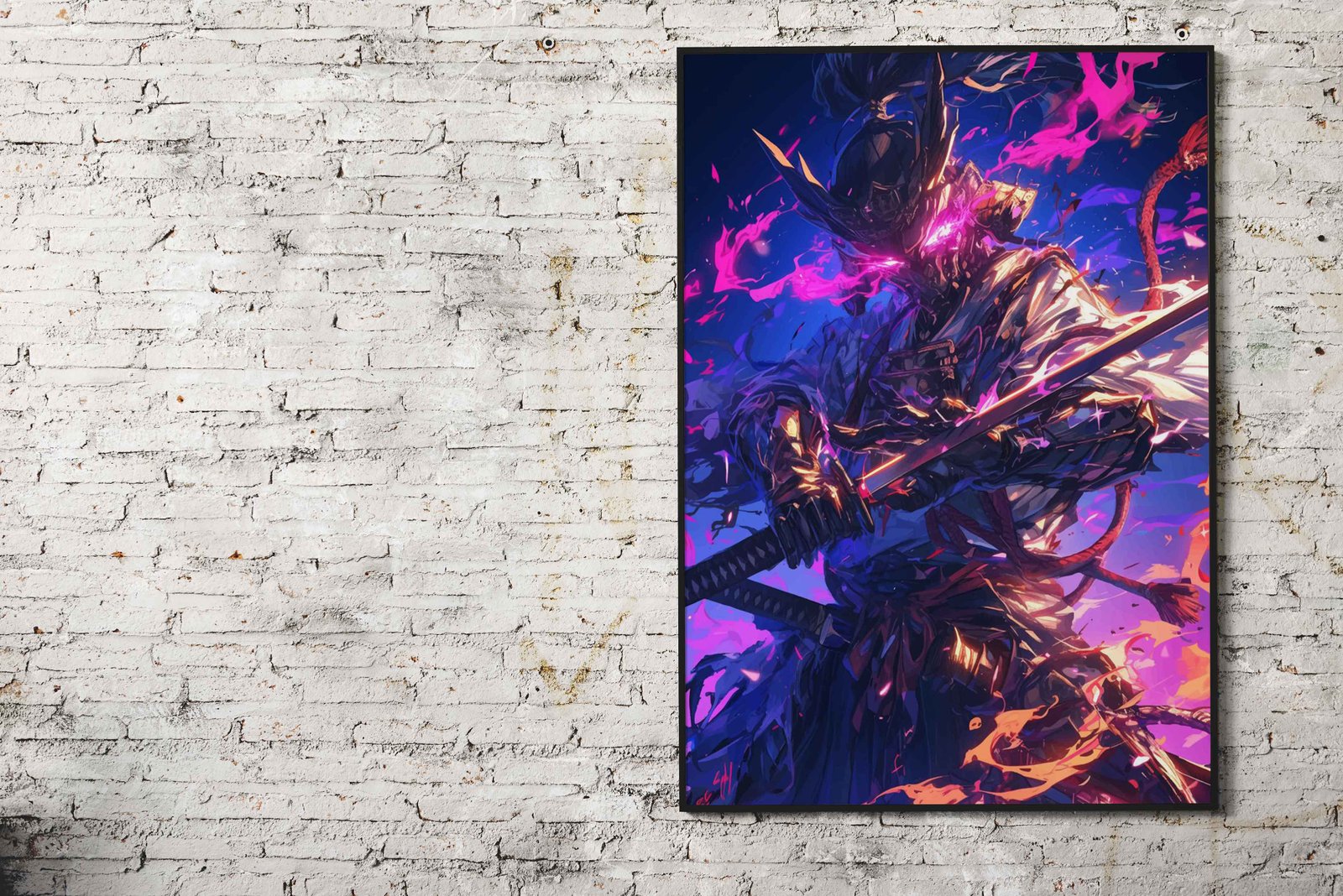 Neon Samurai Warrior Asian Style Poster | Wal l Art for Home & Office | High-Quality Print - High-Quality Visual Display