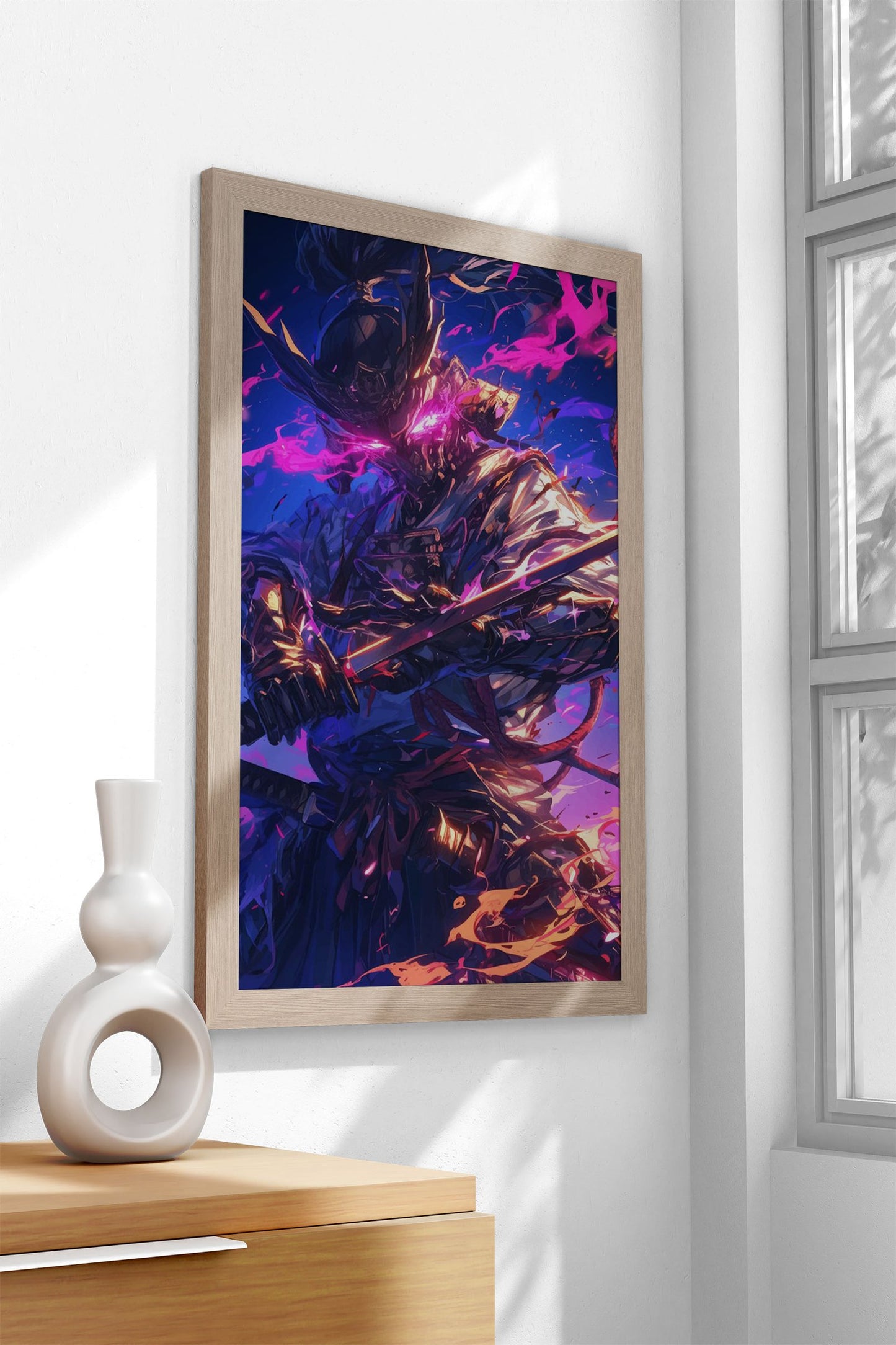 Neon Samurai Warrior Asian Style Poster | Wal l Art for Home & Office | High-Quality Print - High-Quality Visual Display