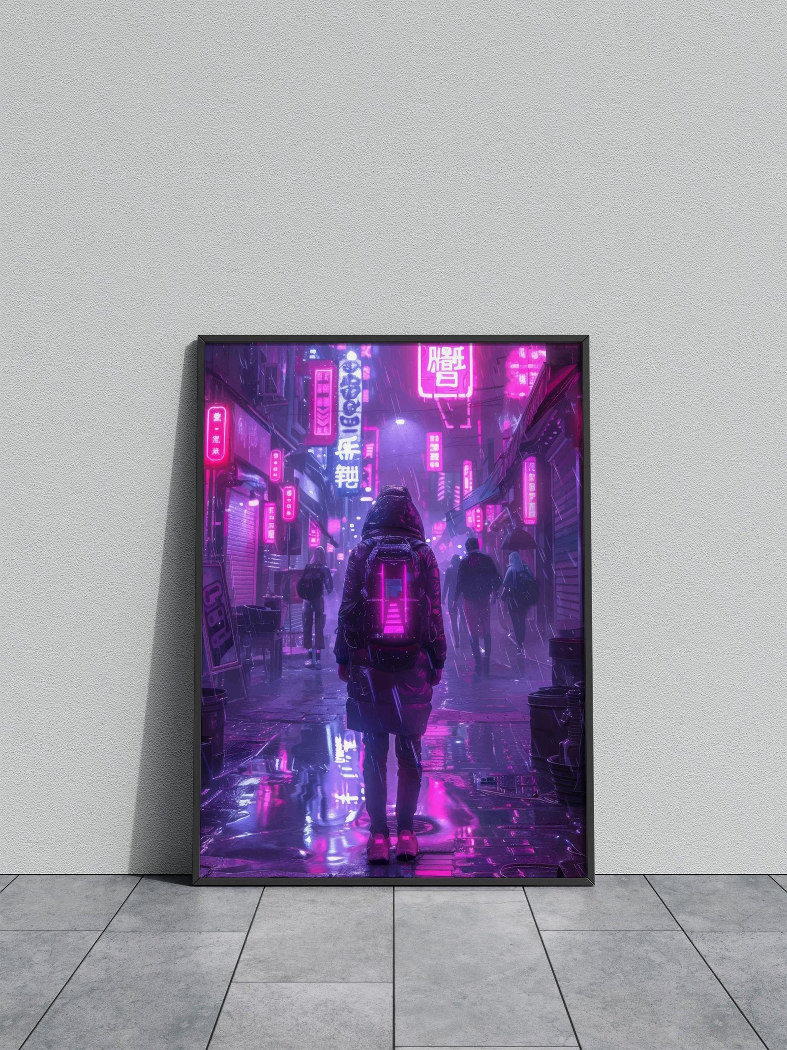 Neon Streets Cyber Future Asian Style Poster  | Wall Art for Home & Office | High-Quality Print - High-Quality Visual Display
