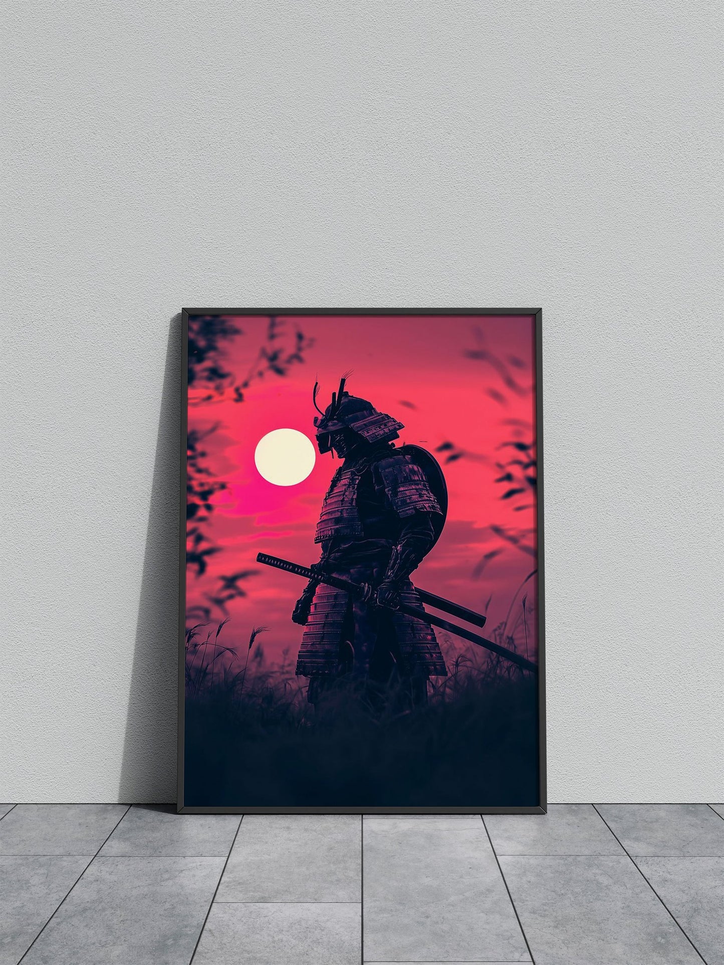 Neon Sunset Cryopunk Samurai Asian Style Po ster | Wall Art for Home & Office | High-Quality Print - High-Quality Visual Display
