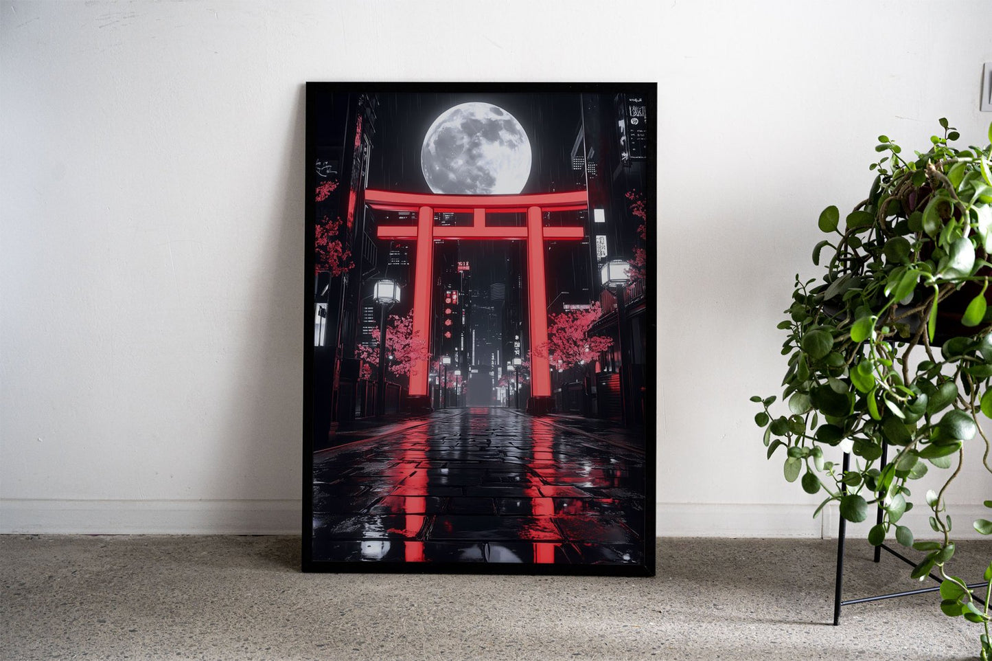 Neon Torii Gate Nightscape Asian Style Poster  | Wall Art for Home & Office | High-Quality Print - High-Quality Visual Display