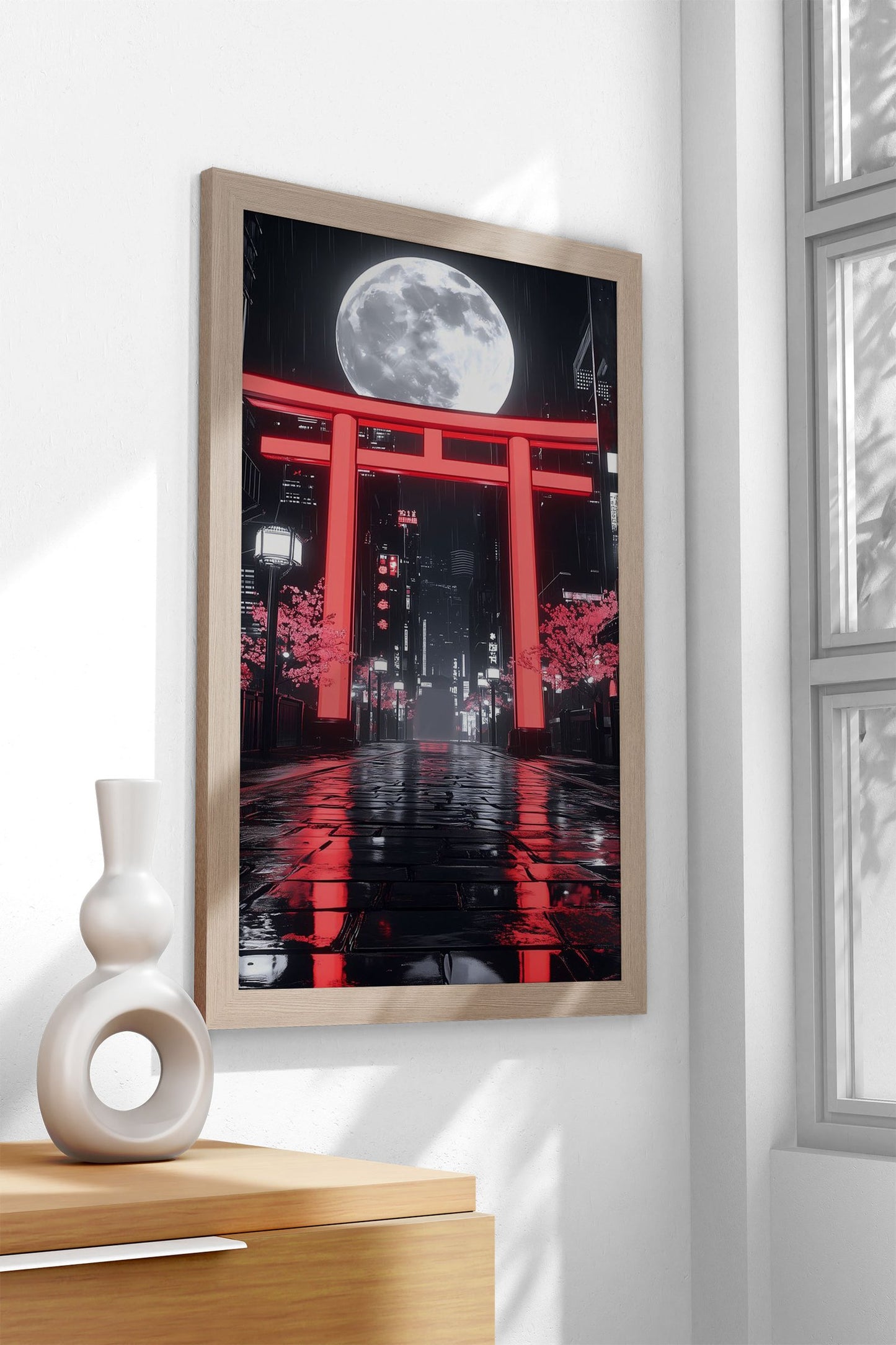 Neon Torii Gate Nightscape Asian Style Poster  | Wall Art for Home & Office | High-Quality Print - High-Quality Visual Display