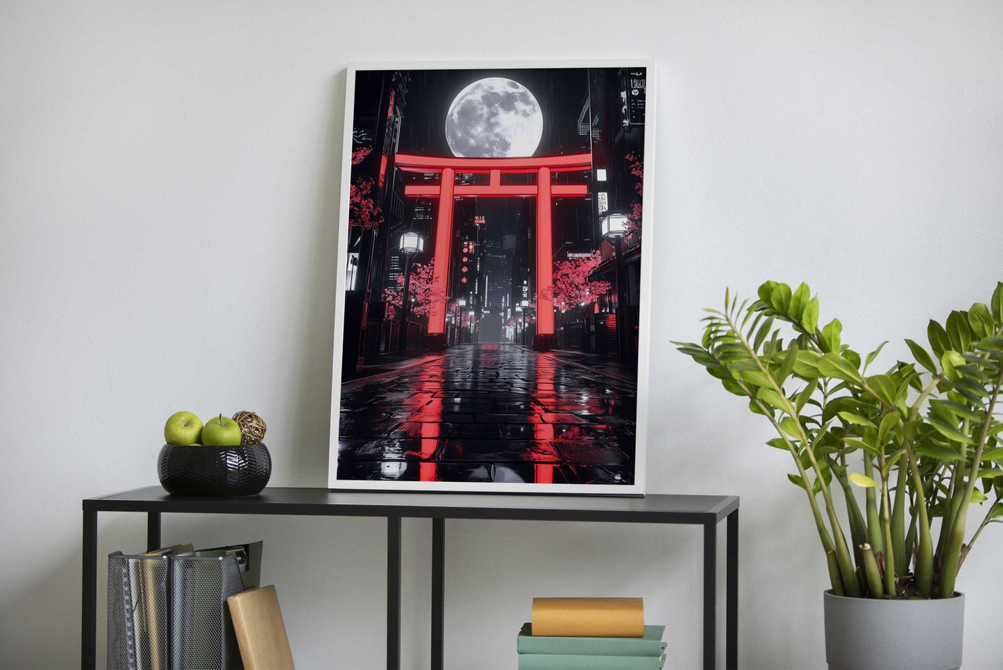Neon Torii Gate Nightscape Asian Style Poster  | Wall Art for Home & Office | High-Quality Print - High-Quality Visual Display