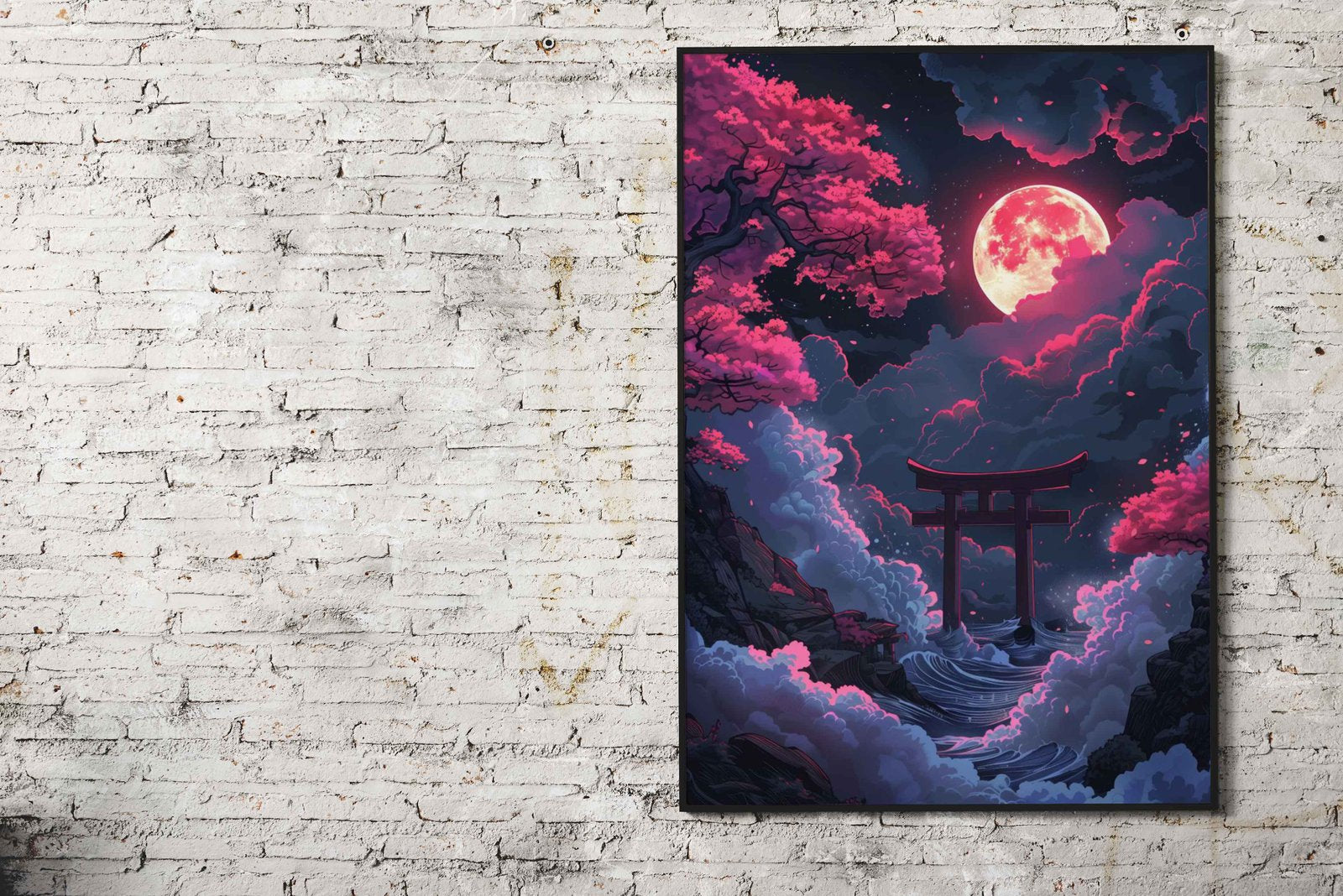 Neon Torii japanese gate Asian Style Poster |  Wall Art for Home & Office | High-Quality Print - High-Quality Visual Display