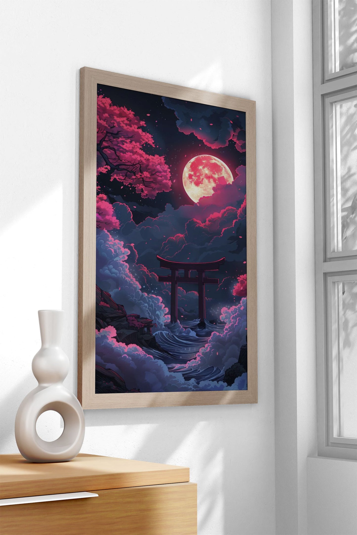 Neon Torii japanese gate Asian Style Poster |  Wall Art for Home & Office | High-Quality Print - High-Quality Visual Display