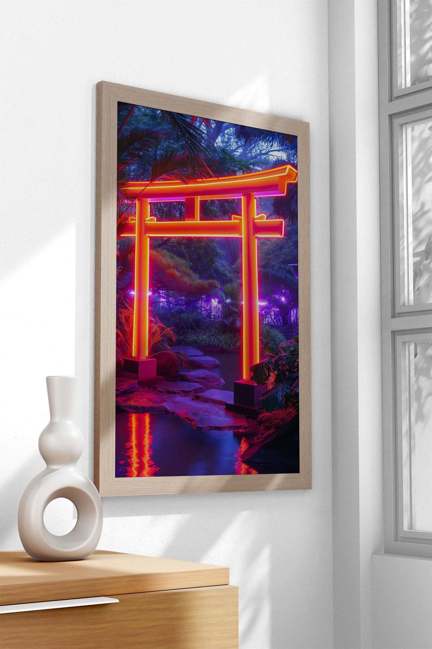 Neon Torii of Peace Asian Style Poster | Wall A rt for Home & Office | High-Quality Print - High-Quality Visual Display