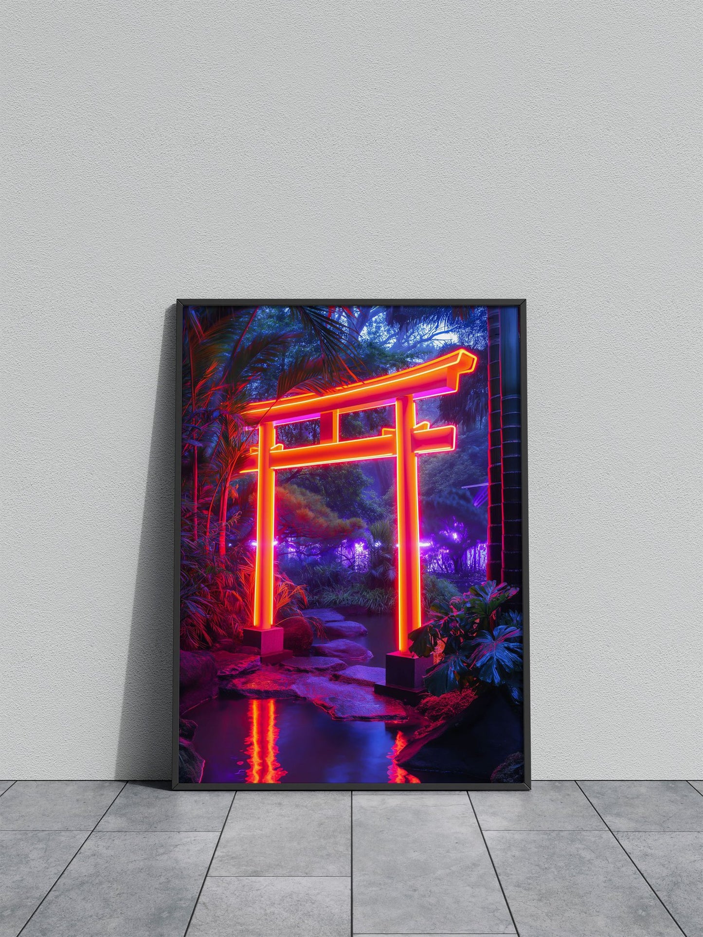 Neon Torii of Peace Asian Style Poster | Wall A rt for Home & Office | High-Quality Print - High-Quality Visual Display