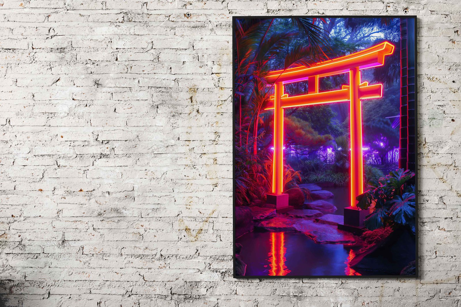 Neon Torii of Peace Asian Style Poster | Wall A rt for Home & Office | High-Quality Print - High-Quality Visual Display