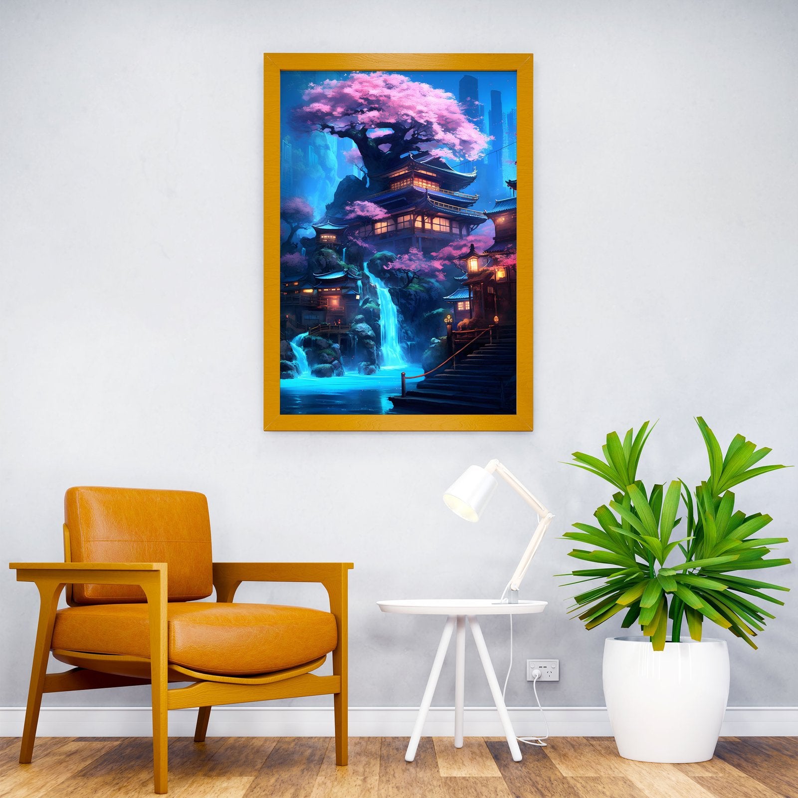 neon waterfall Asian Style Poster | Wall Art for  Home & Office | High-Quality Print - High-Quality Visual Display