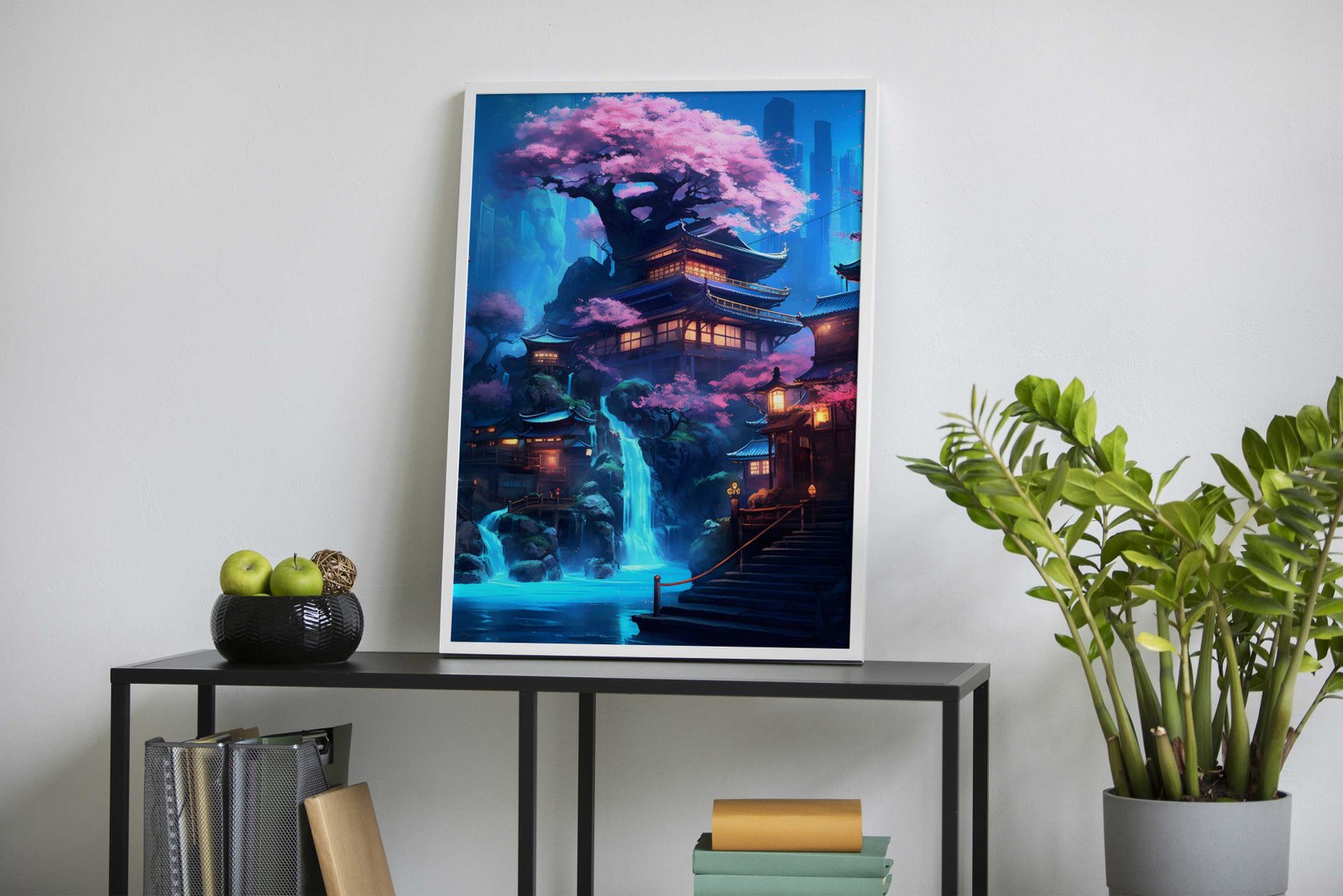 neon waterfall Asian Style Poster | Wall Art for  Home & Office | High-Quality Print - High-Quality Visual Display