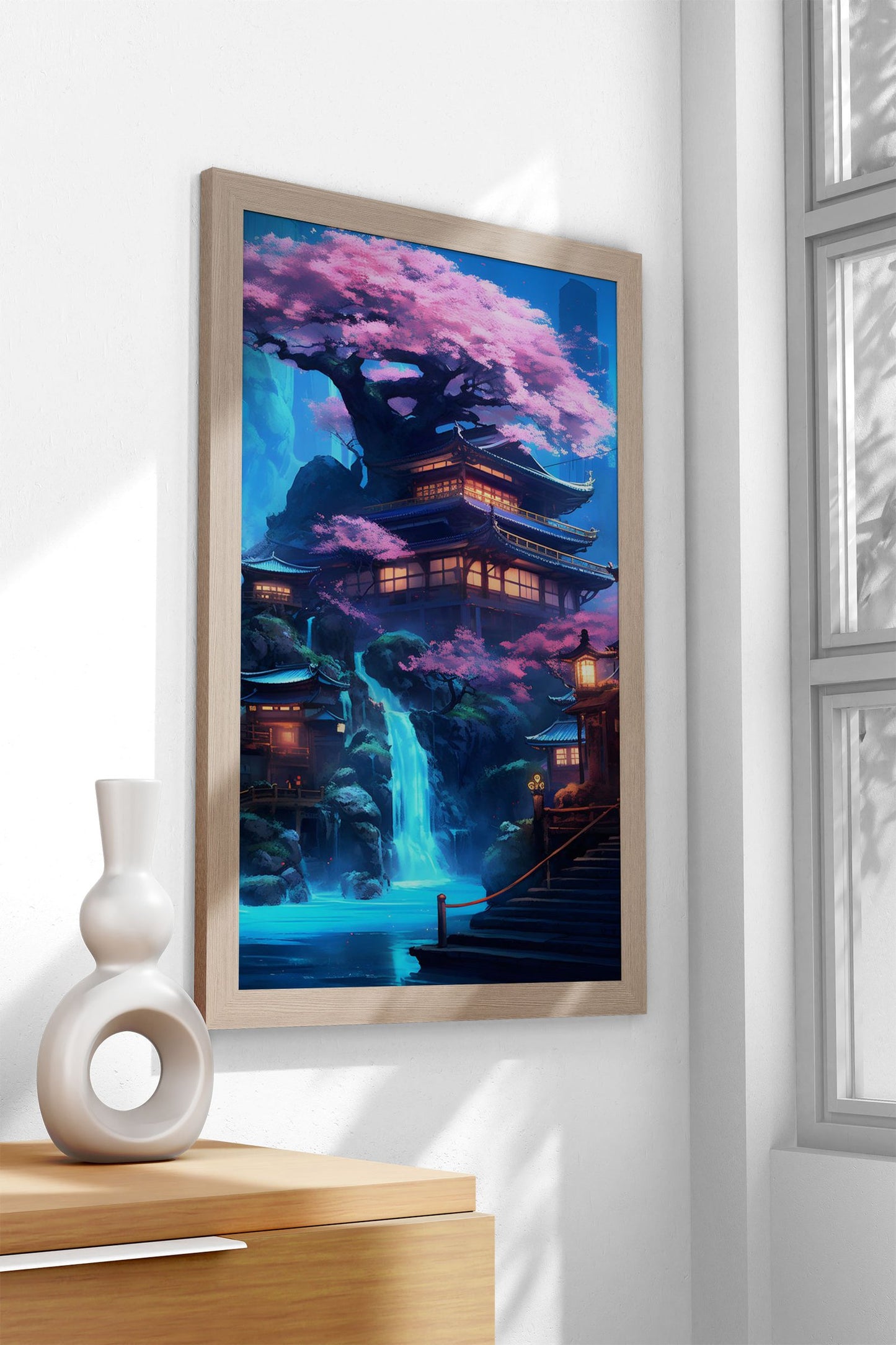 neon waterfall Asian Style Poster | Wall Art for  Home & Office | High-Quality Print - High-Quality Visual Display