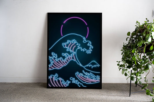 Neon Wave Asian Style Poster | Wall Art for Ho me & Office | High-Quality Print - High-Quality Visual Display
