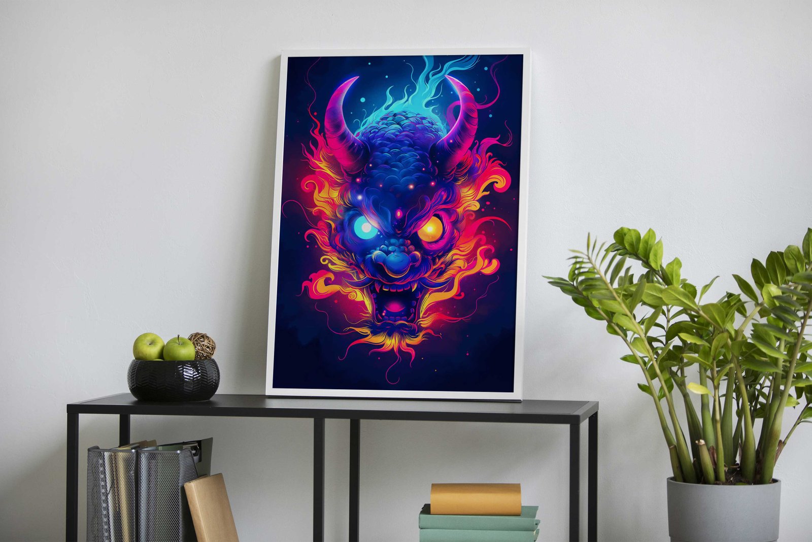 Neon Yokai Oni Asian Style Poster | Wall Art fo r Home & Office | High-Quality Print - High-Quality Visual Display
