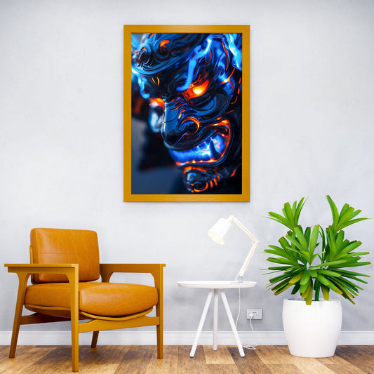 Neon glowing samurai armor Asian Style Poste r | Wall Art for Home & Office | High-Quality Print - High-Quality Visual Display