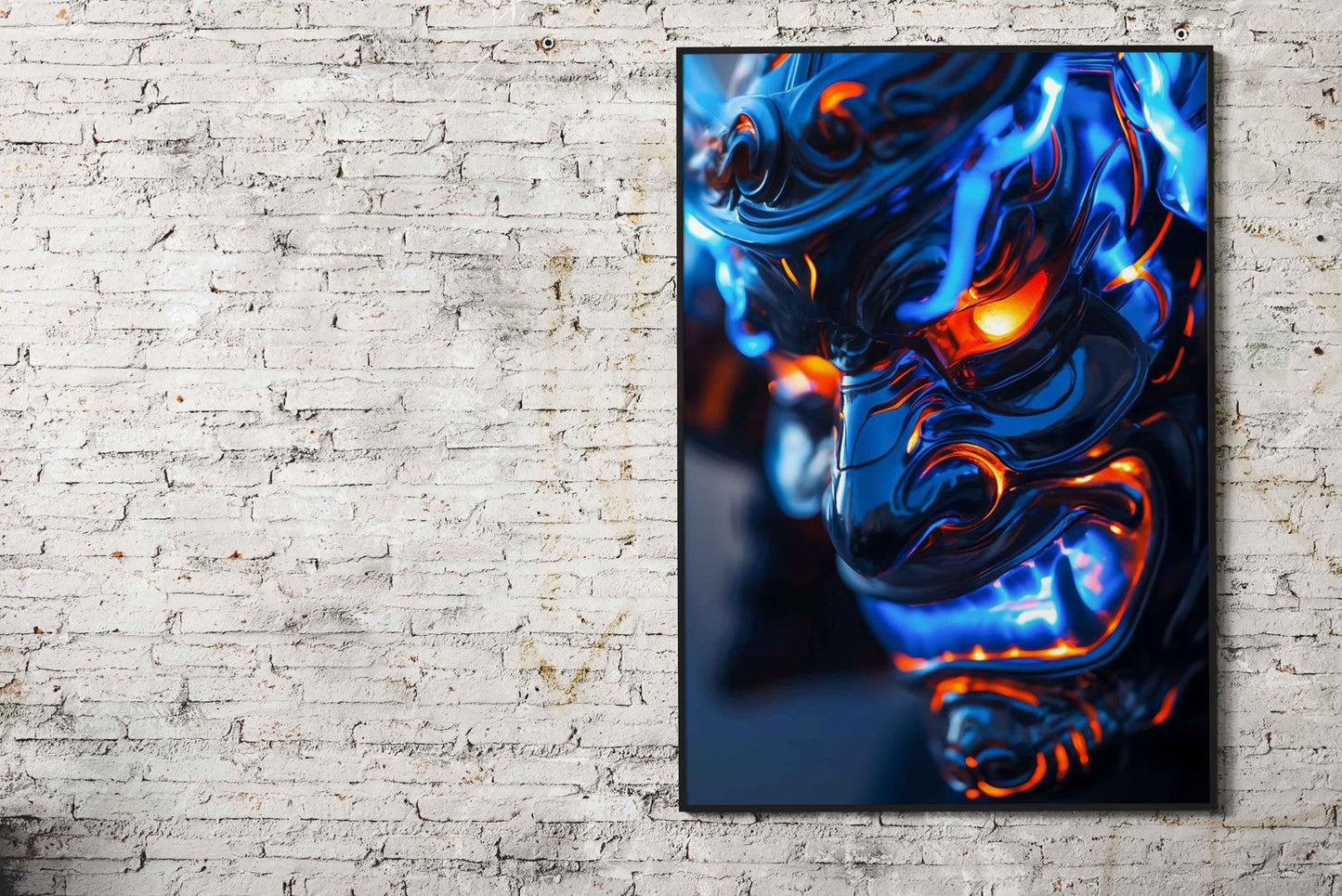 Neon glowing samurai armor Asian Style Poste r | Wall Art for Home & Office | High-Quality Print - High-Quality Visual Display
