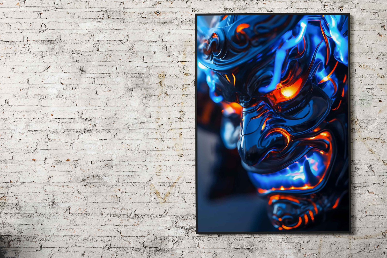 Neon glowing samurai armor Asian Style Poste r | Wall Art for Home & Office | High-Quality Print - High-Quality Visual Display