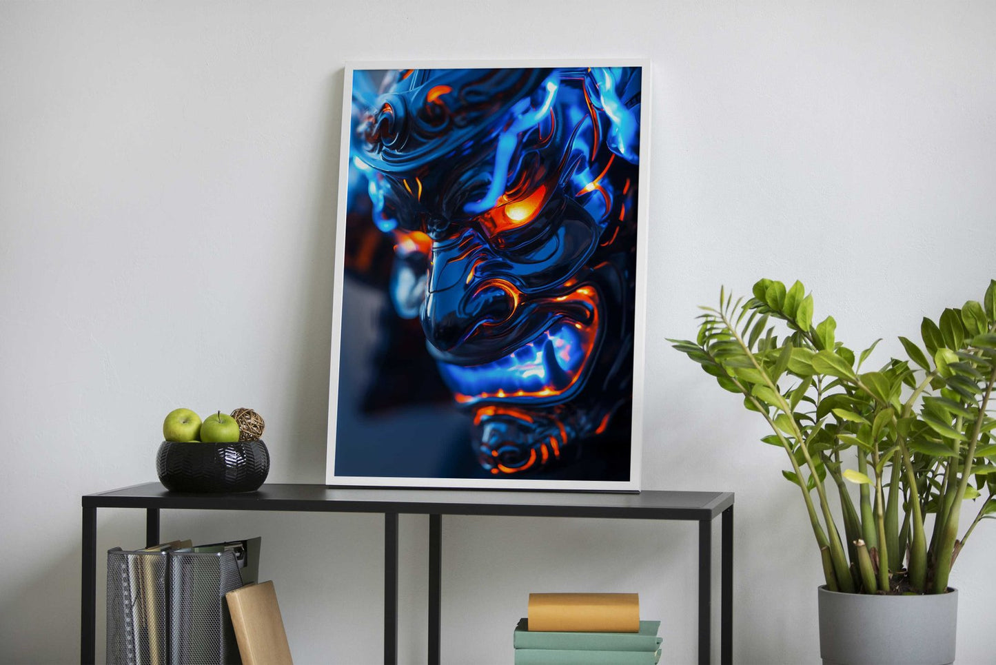 Neon glowing samurai armor Asian Style Poste r | Wall Art for Home & Office | High-Quality Print - High-Quality Visual Display