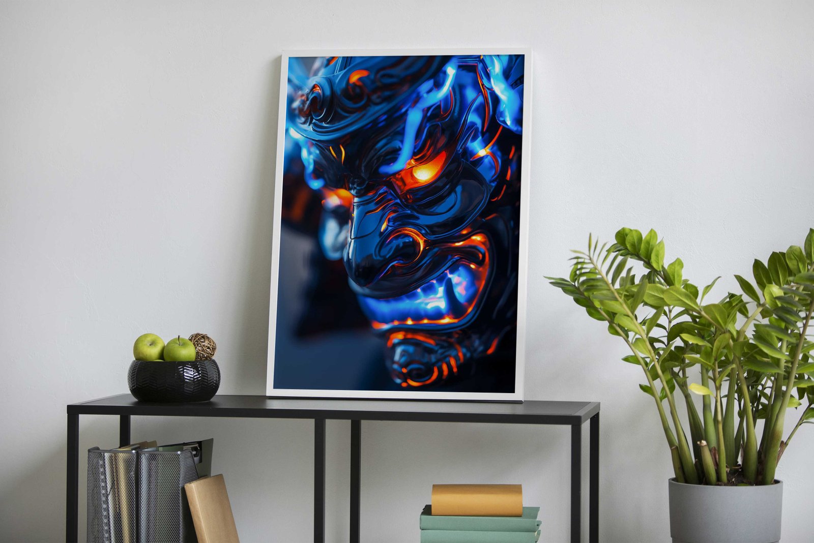Neon glowing samurai armor Asian Style Poste r | Wall Art for Home & Office | High-Quality Print - High-Quality Visual Display