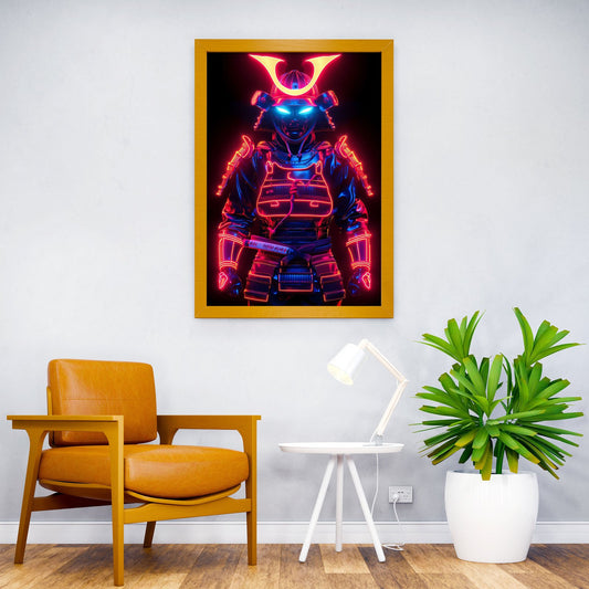 Neon glowing samurai droid Asian Style Poste r | Wall Art for Home & Office | High-Quality Print - High-Quality Visual Display
