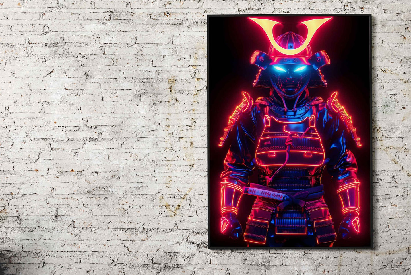 Neon glowing samurai droid Asian Style Poste r | Wall Art for Home & Office | High-Quality Print - High-Quality Visual Display