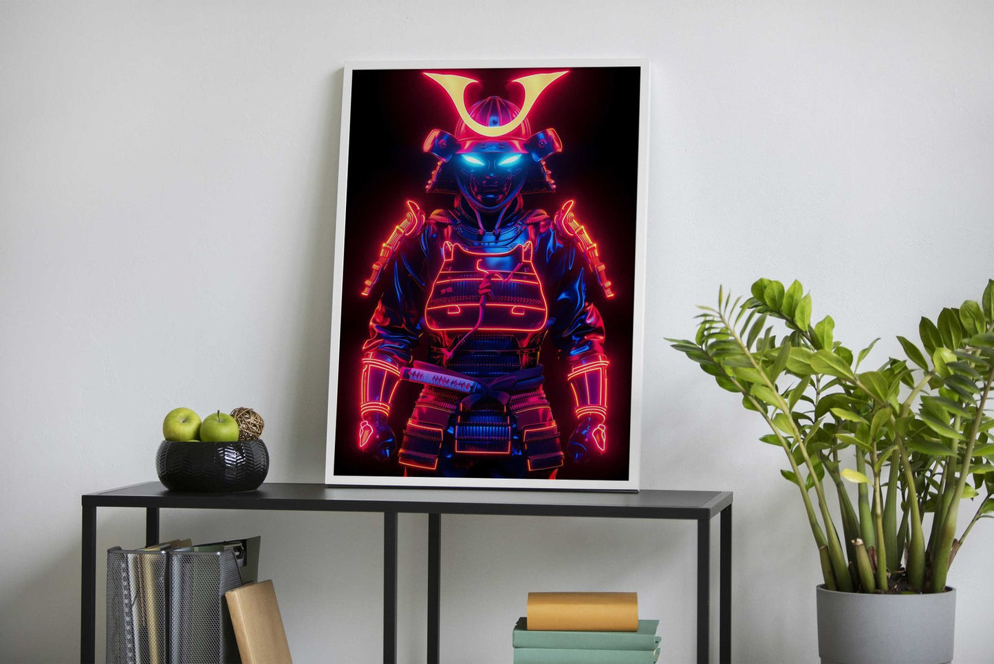 Neon glowing samurai droid Asian Style Poste r | Wall Art for Home & Office | High-Quality Print - High-Quality Visual Display