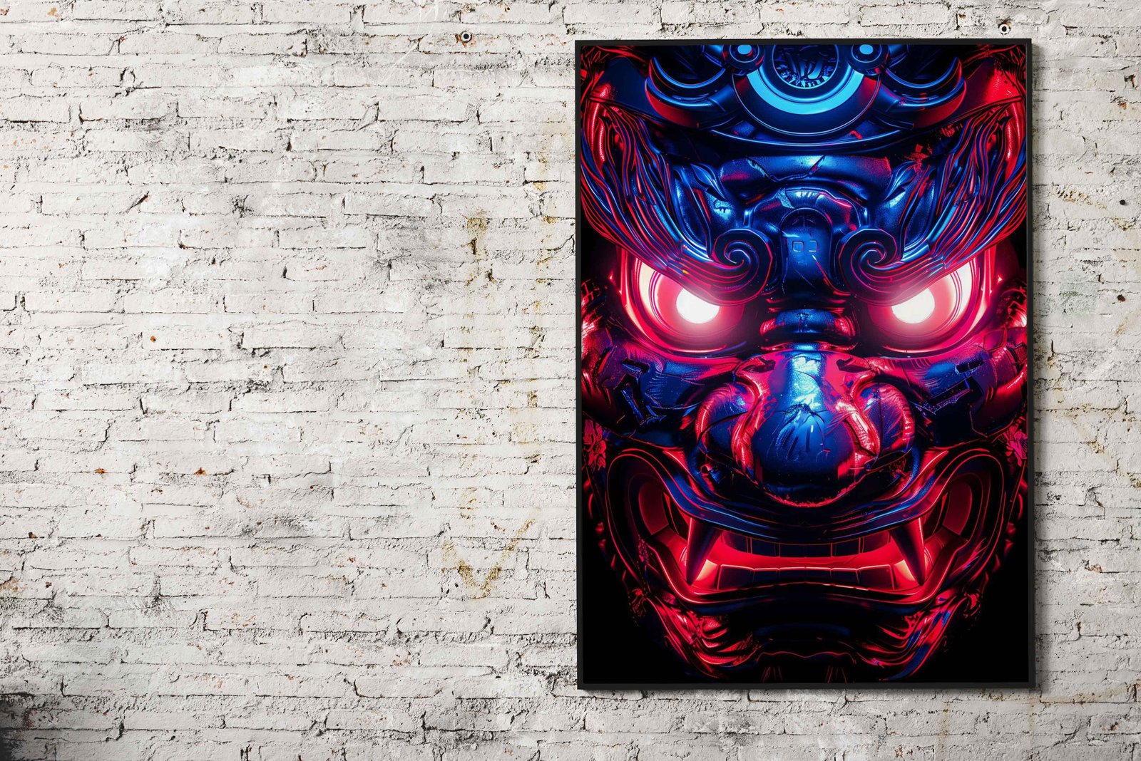 Neon glowing samurai Asian Style Poster | Wa ll Art for Home & Office | High-Quality Print - High-Quality Visual Display